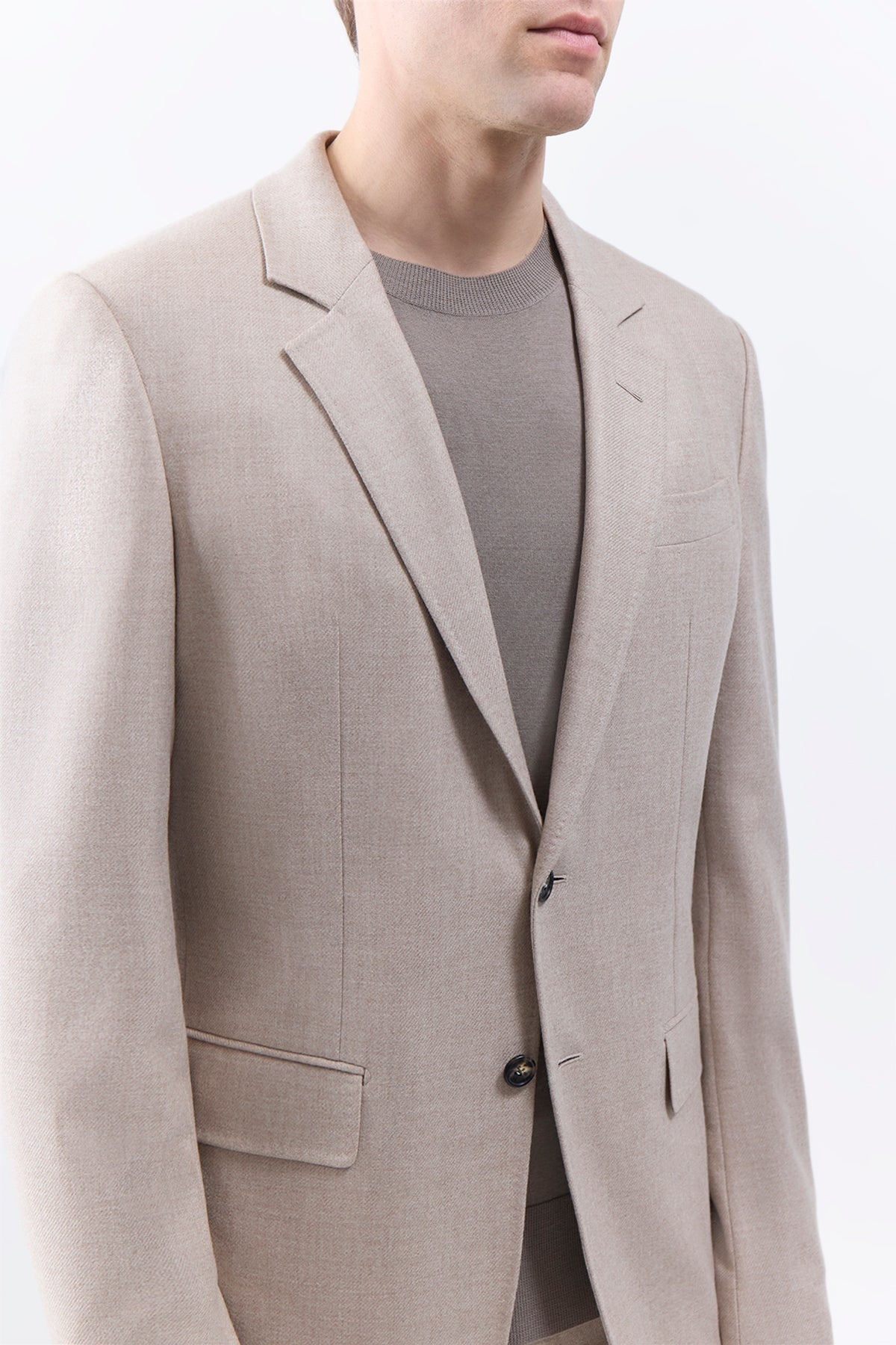 Irving Jacket in Camel Virgin Wool Cashmere Flannel - 5