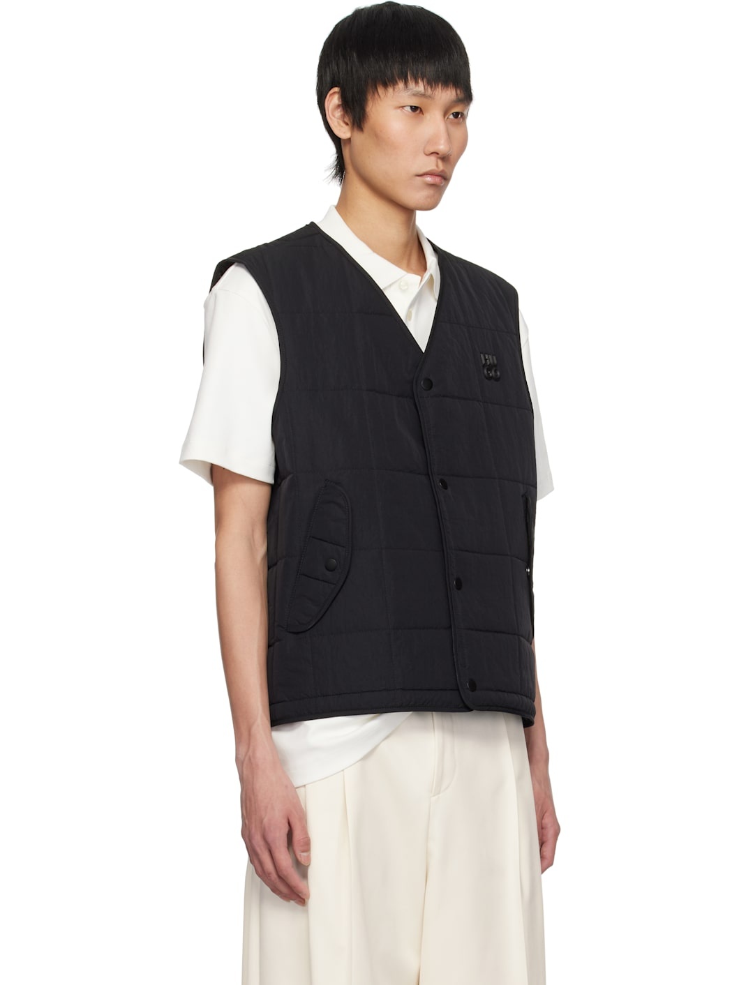 Black Nylon Stacked Logo Vest - 2