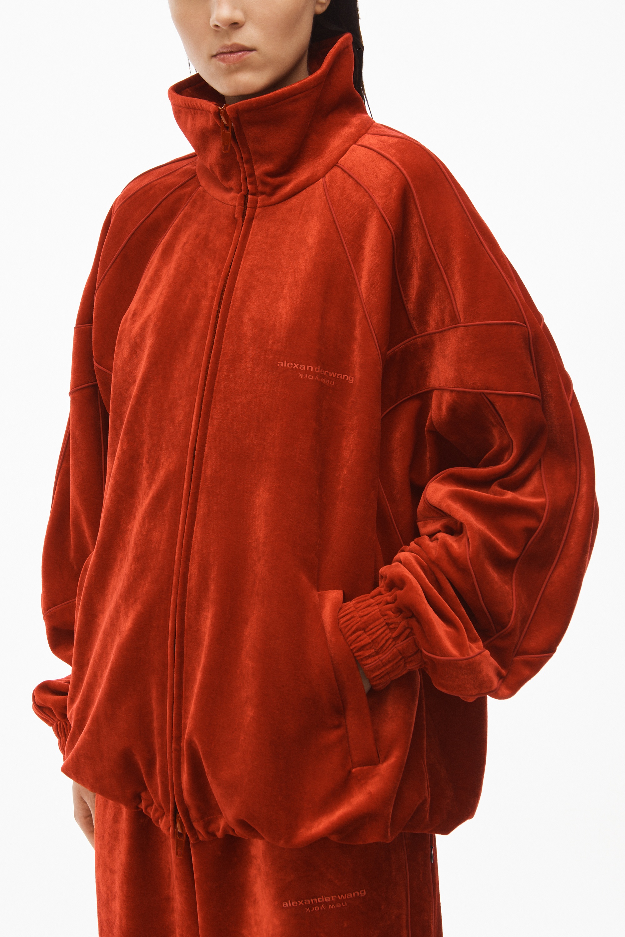 TRACK JACKET IN CRUSHED VELOUR - 3