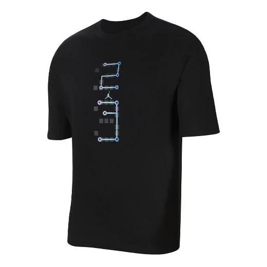 Men's Air Jordan Singles Day Luminous Design Printing Round Neck Short Sleeve Black T-Shirt DN6991-0 - 1
