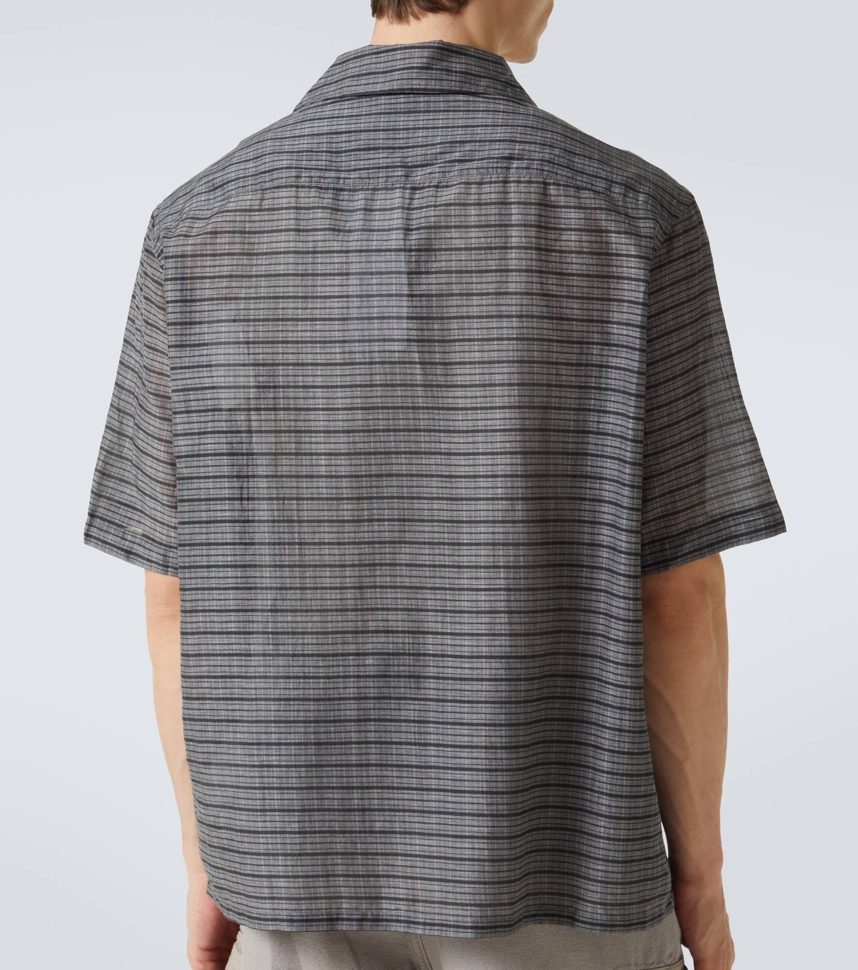 Heusen checked cotton and silk bowling shirt - 4
