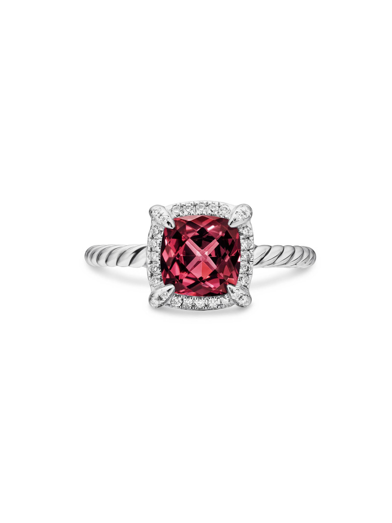 Women's Petite Chatelaine Pavé Bezel Ring with Diamonds - Garnet 5