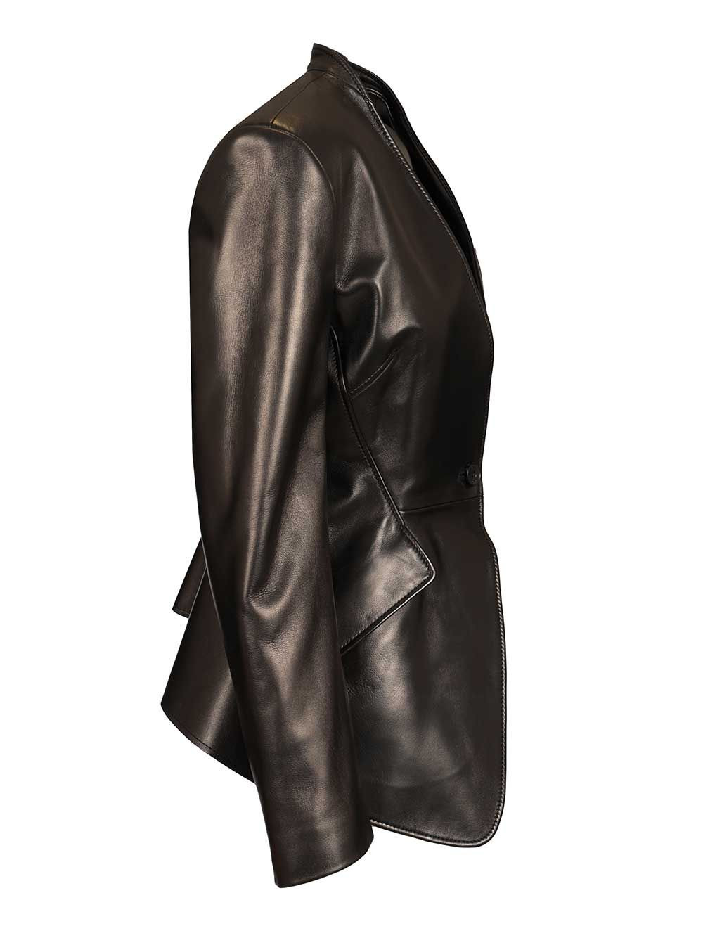 Tailored Leather Jacket Jackets Black - 3