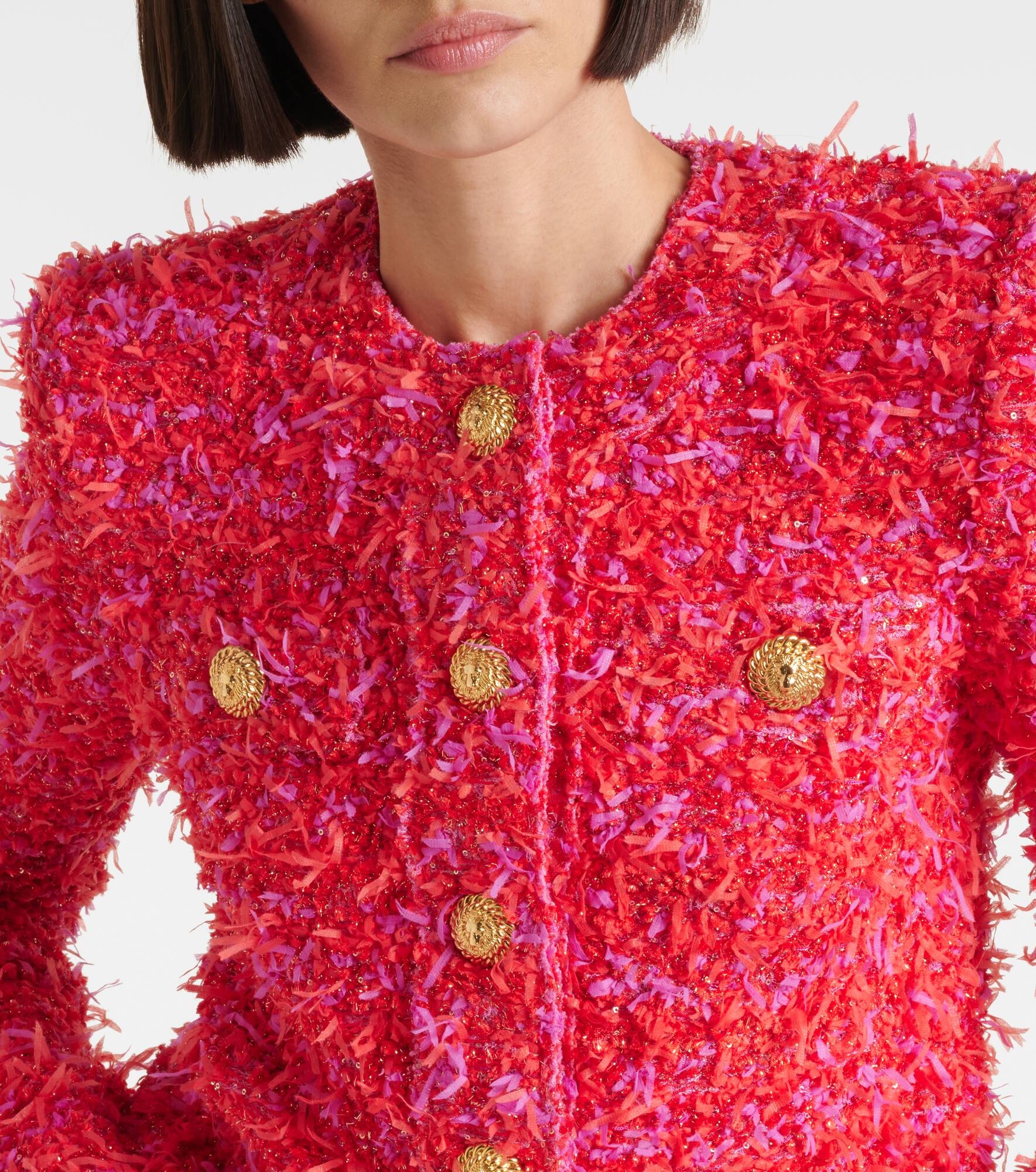 Sequined cropped tweed jacket - 4