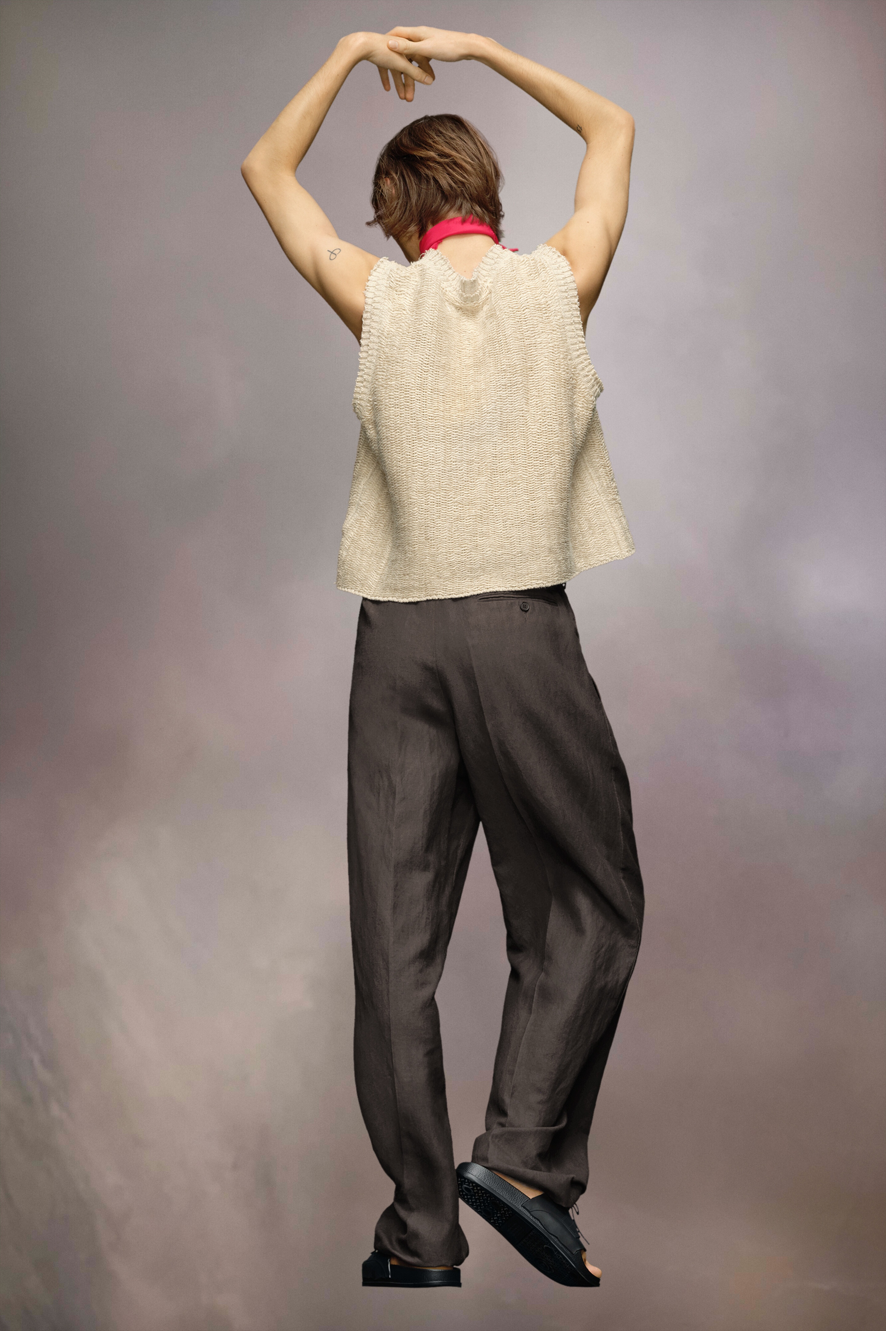 Raw woven knit sleeveless top - 4