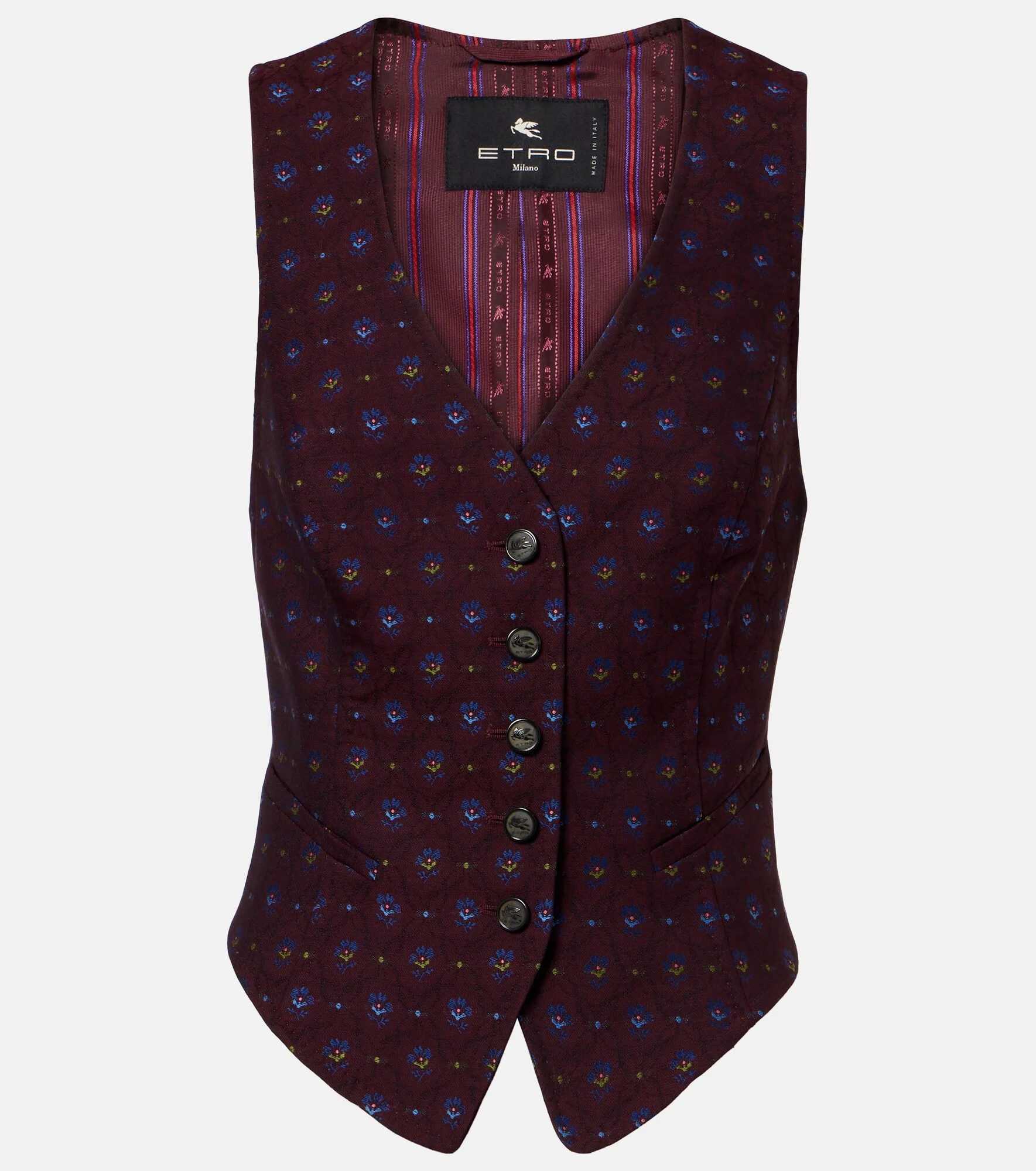 Floral wool and cotton jacquard vest - 1