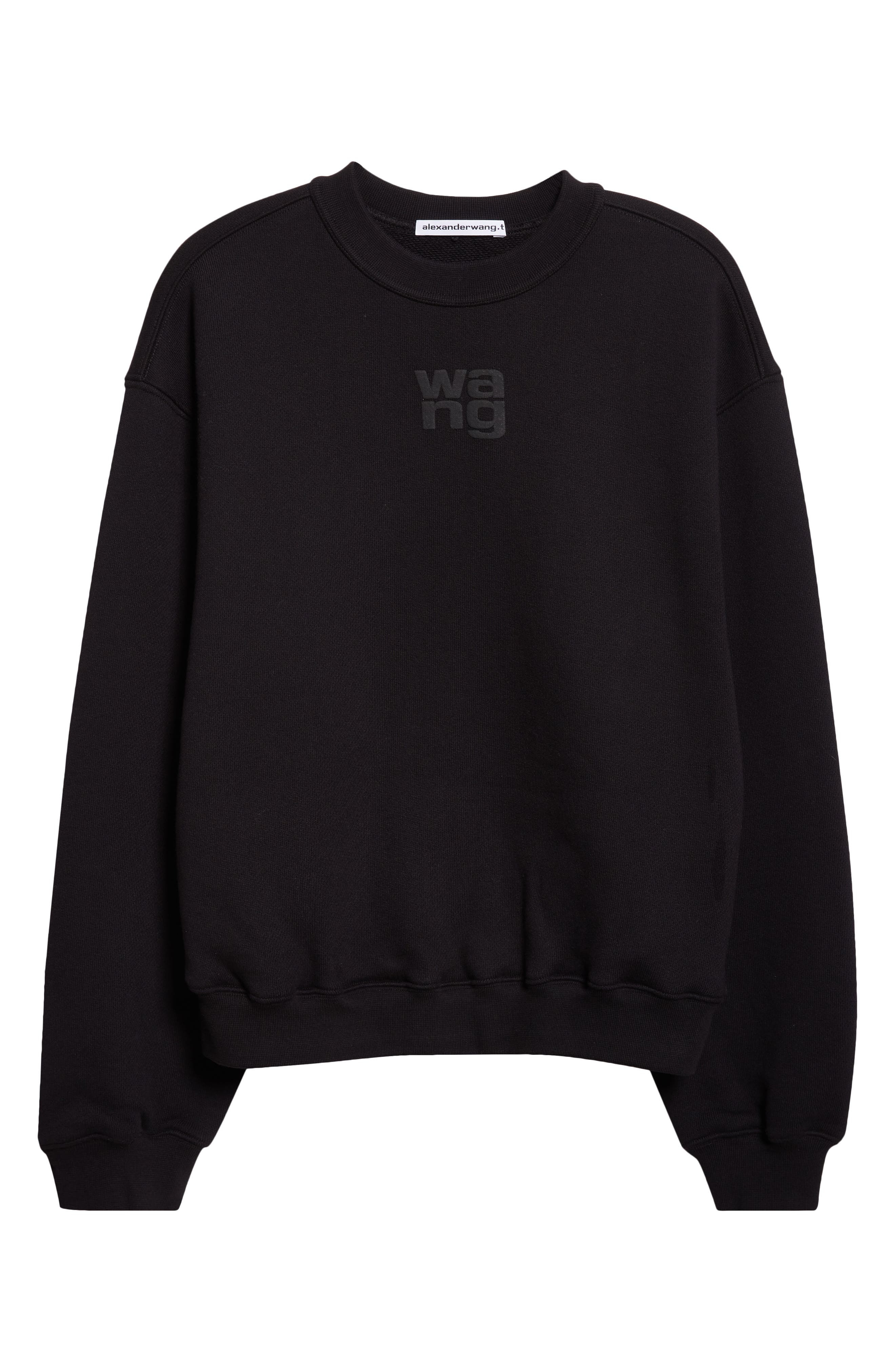 Alexander Wang Stacked Logo Cotton Terry Sweatshirt in Black at Nordstrom - 5