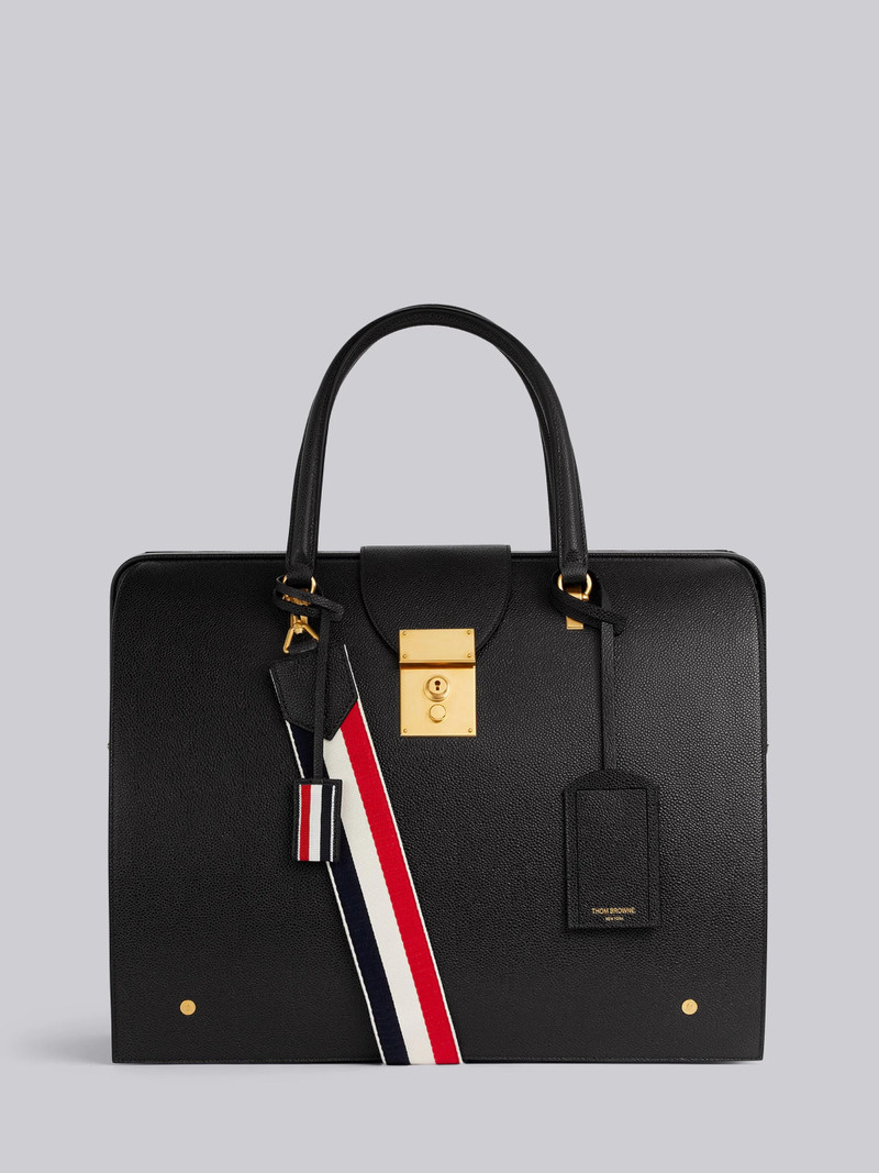 Black Pebbled Calfskin Webbing Shoulder Strap Mr. Thom Bag 1