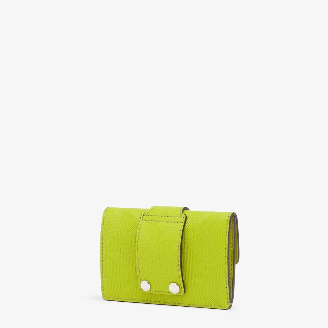 Baguette card holder with square flap and FF magnetic clasp. Can be worn on the waist. Made of acid  - 2