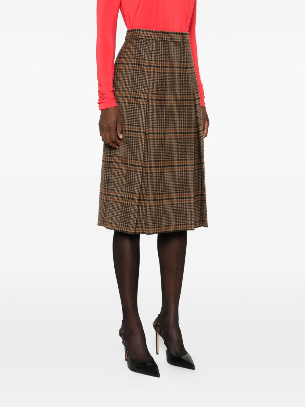 pleated plaid midi skirt - 3