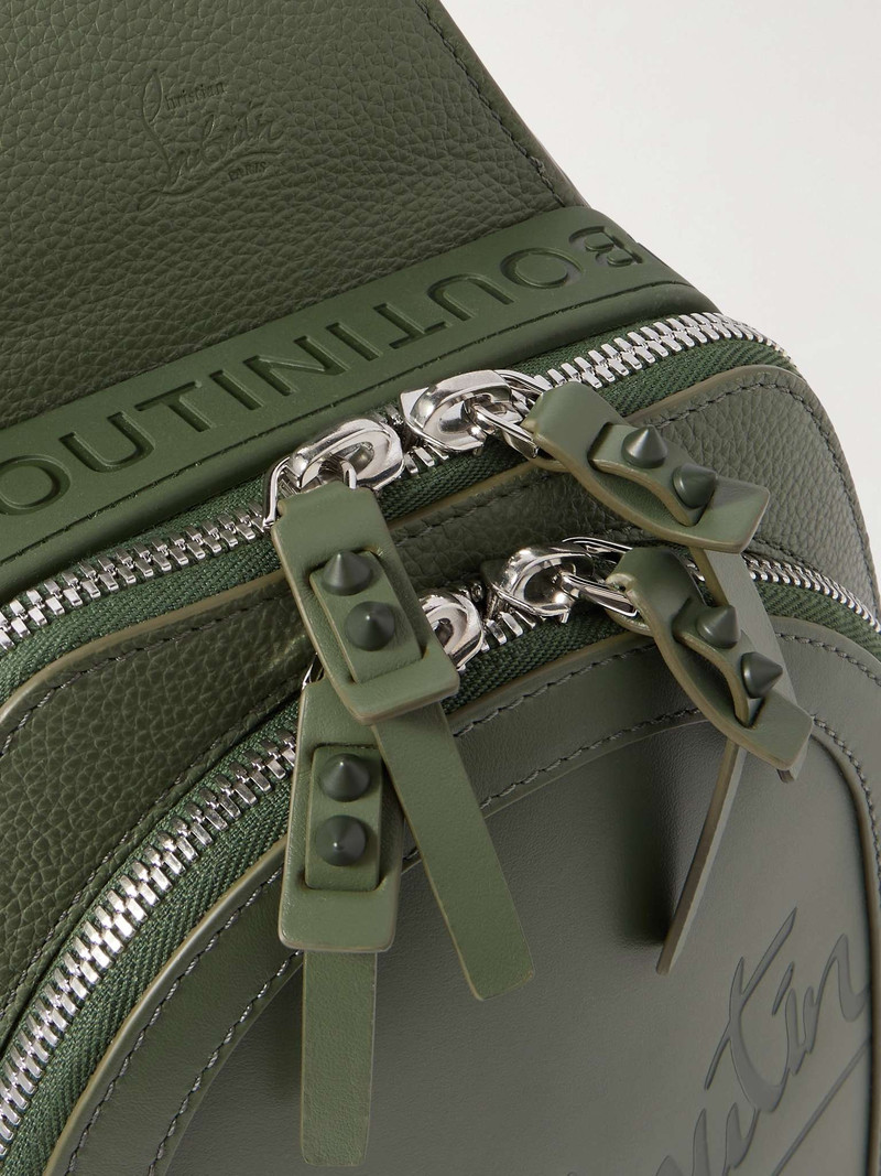 Logo-Debossed Mesh-Trimmed Leather Sling Backpack 5