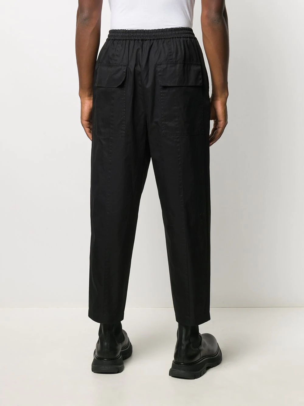 drawstring cropped tapered trousers - 4