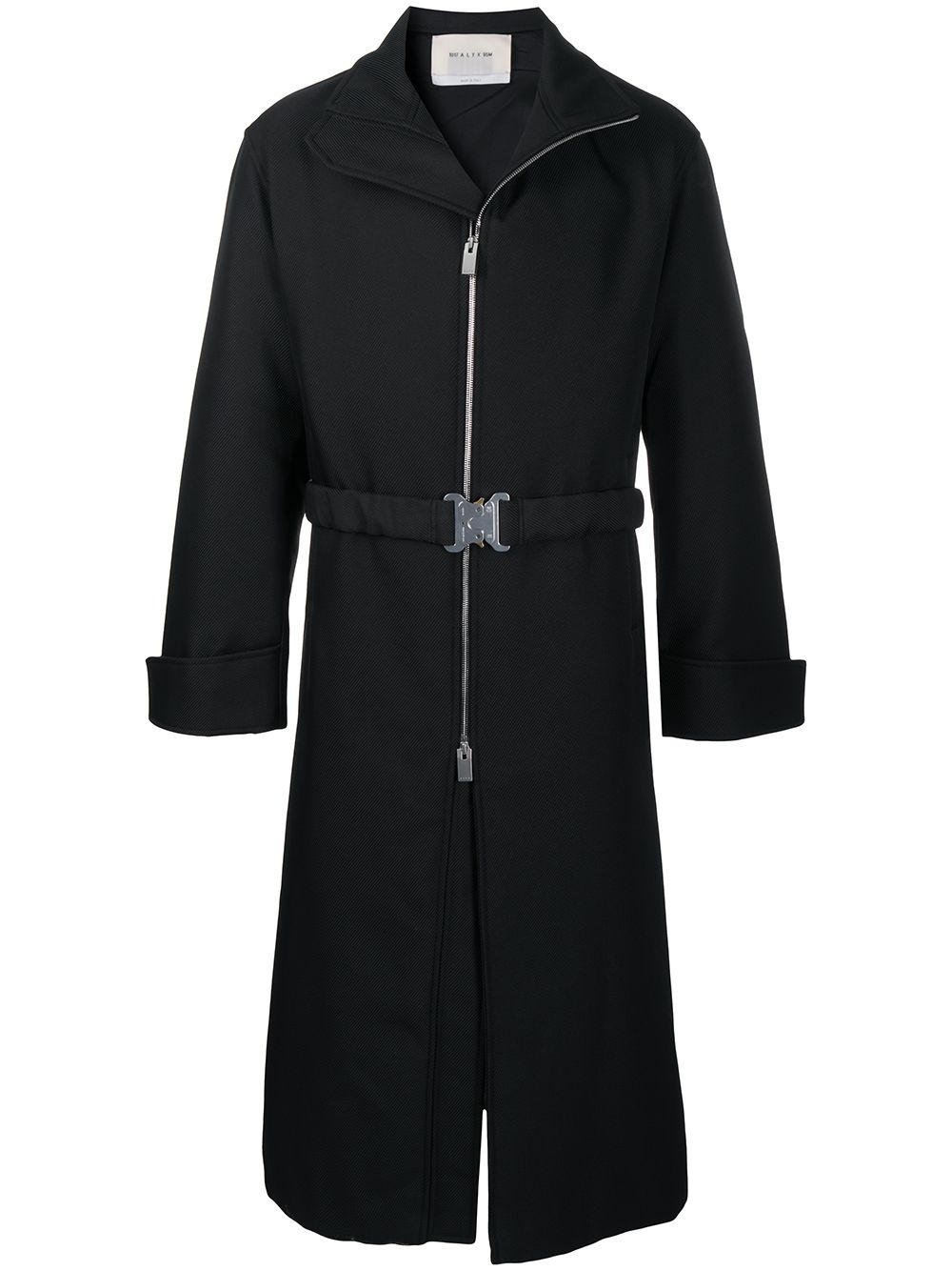 belted zip-up midi coat - 1