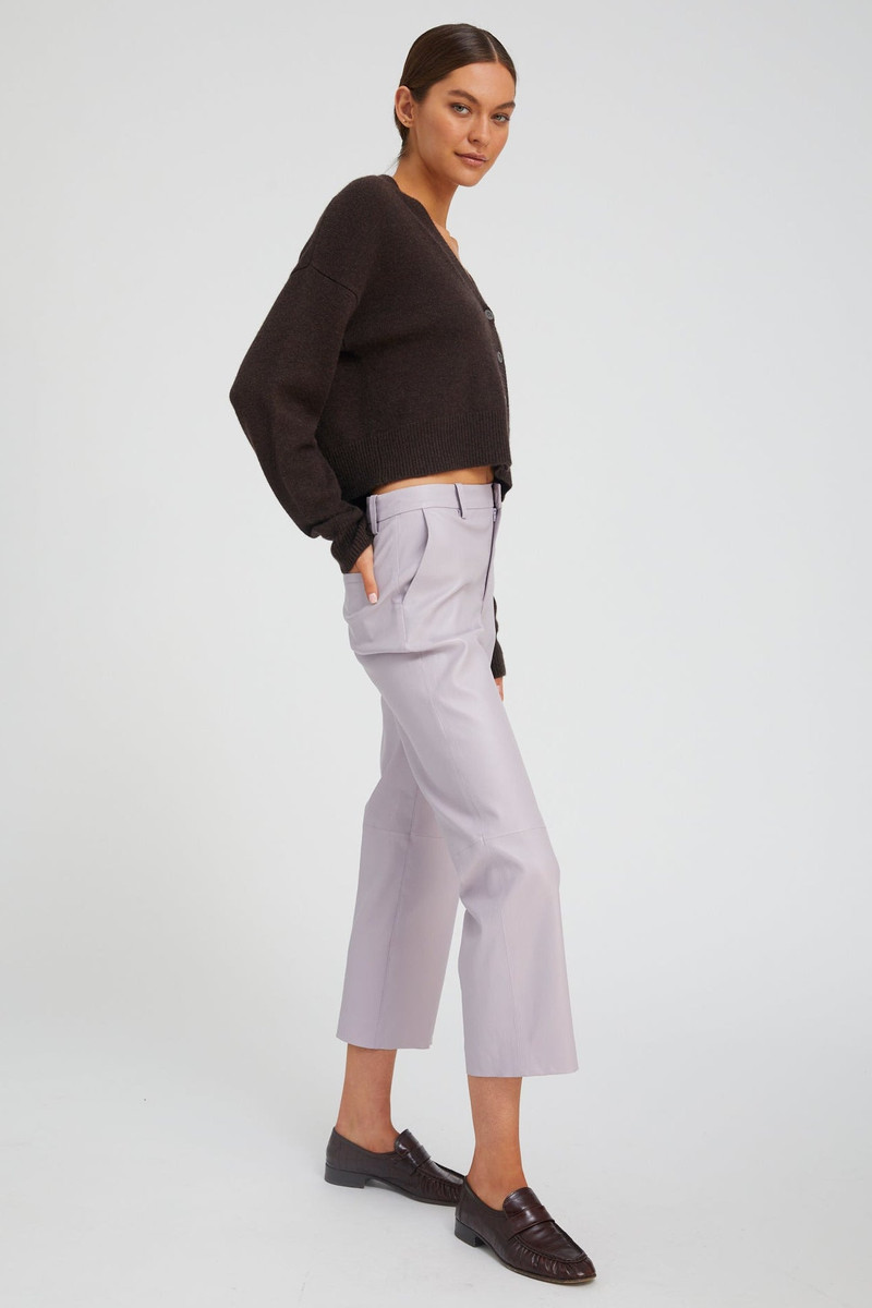 SPRWMN LAVENDER LEATHER CROPPED TROUSERS outlook