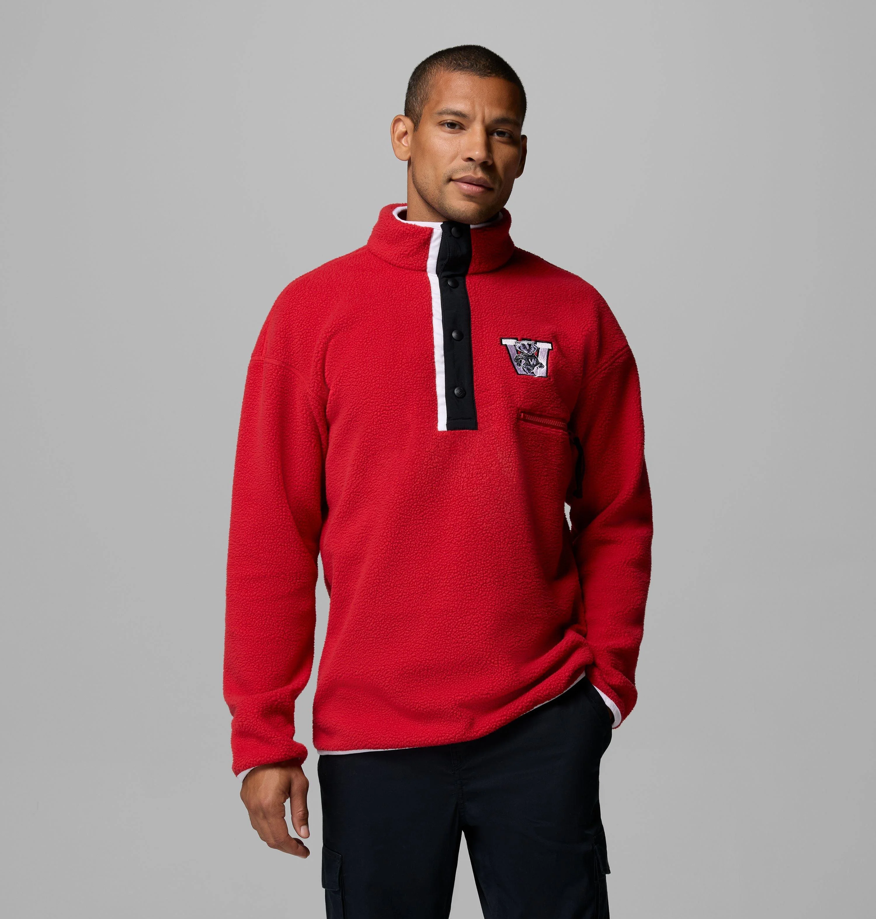 Men's Collegiate Helvetia Half Snap Fleece - Wisconsin - 1