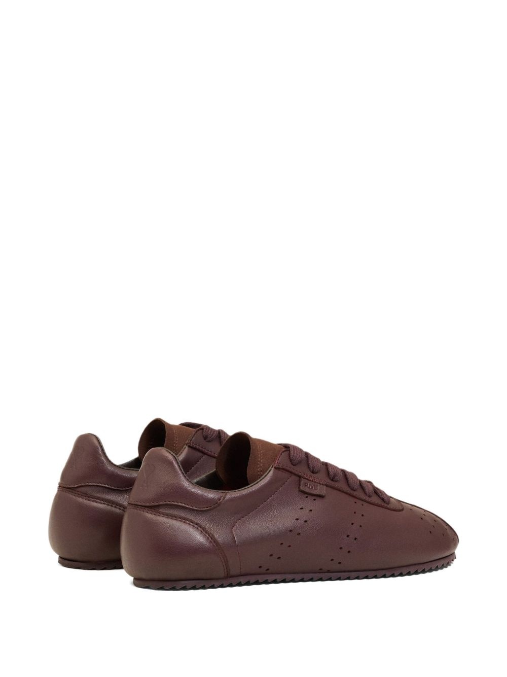 perforated leather lace-up sneakers - 3