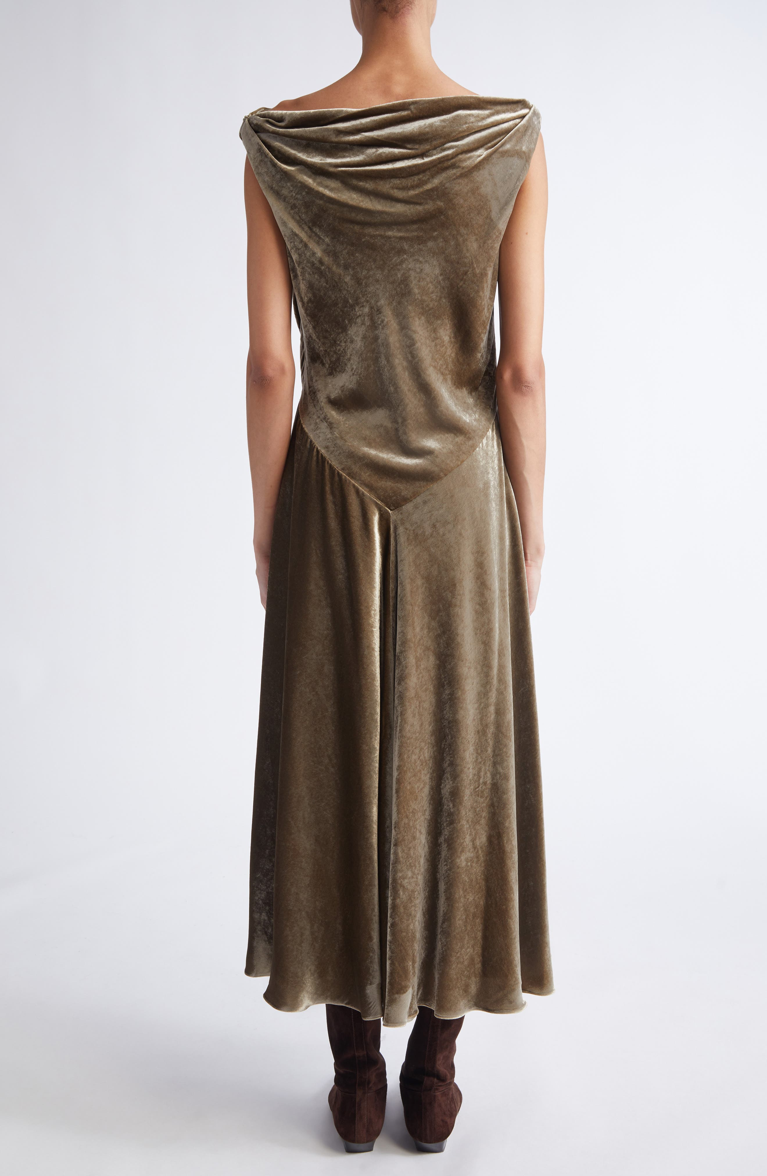 Altuzarra Drina Cowl Neck Stretch Velvet Gown in Clove at Nordstrom - 2