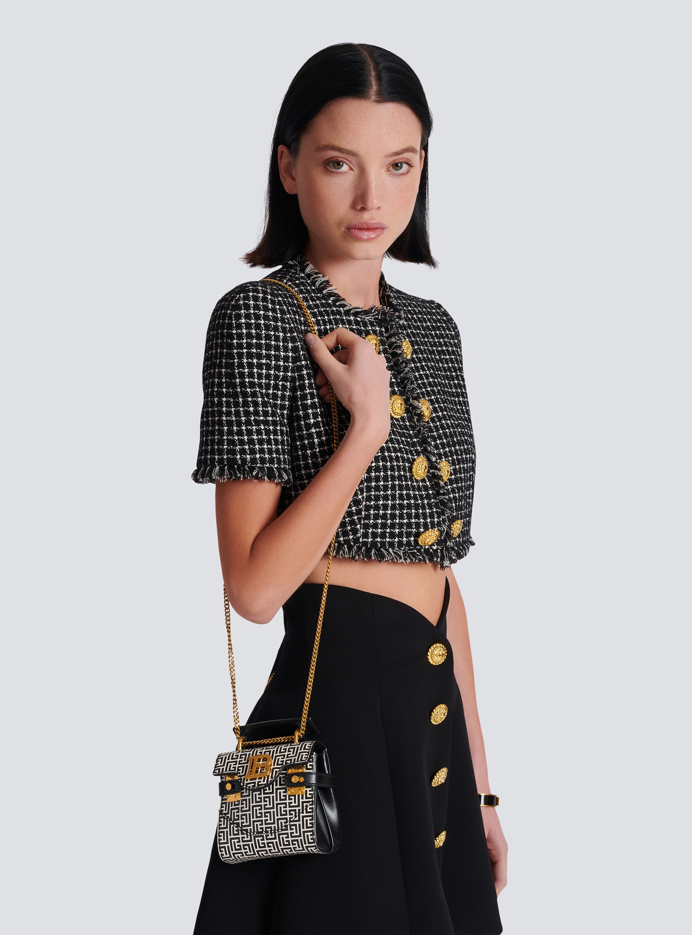 B-Buzz Mini 12 bag in embossed calfskin with a PB Labyrinth monogram - 8