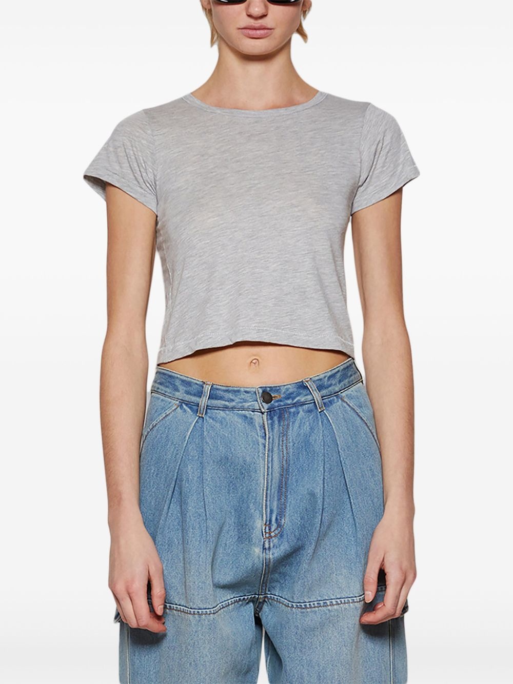 crew-neck cropped T-shirt - 2