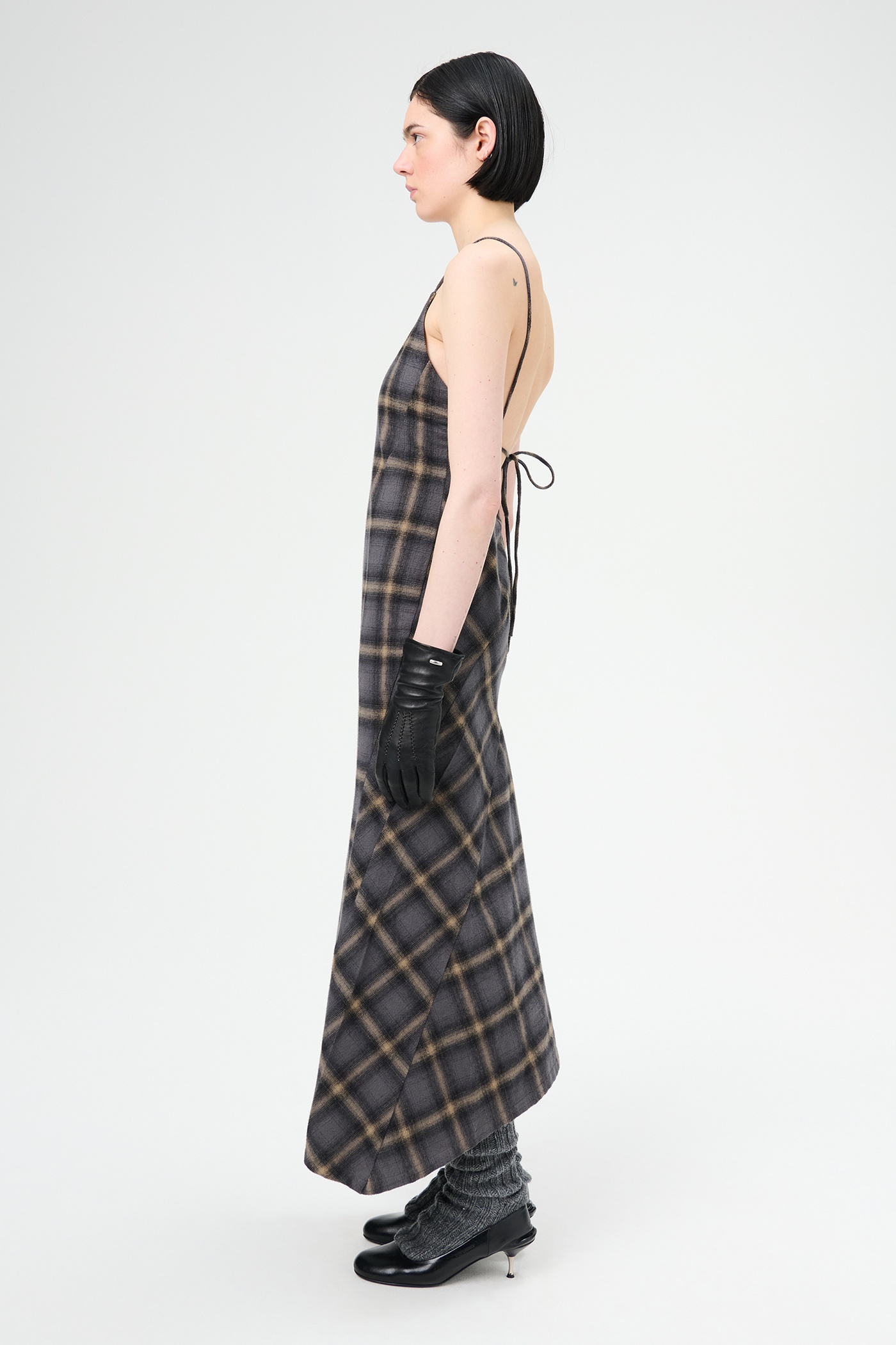 Naiad Dress Oyster Check Hairy Flannel - 3