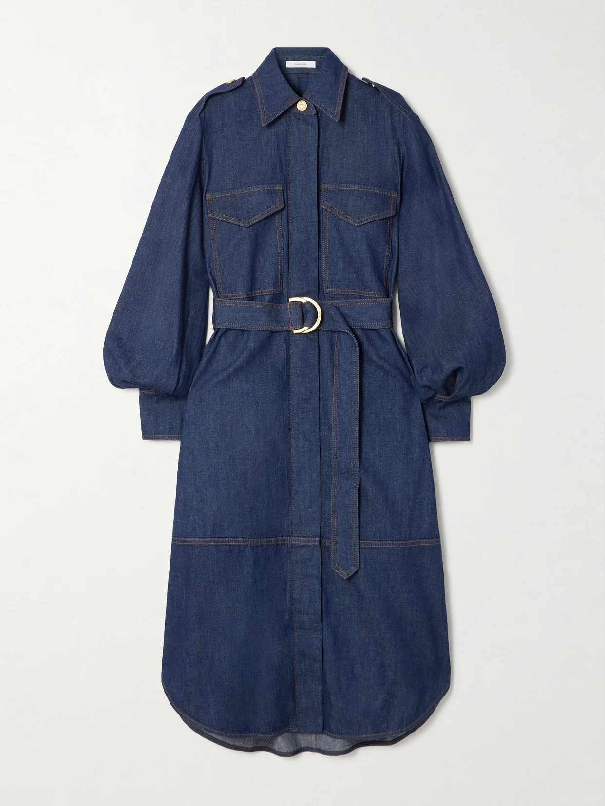 Denim Midi Shirt Dress - 1