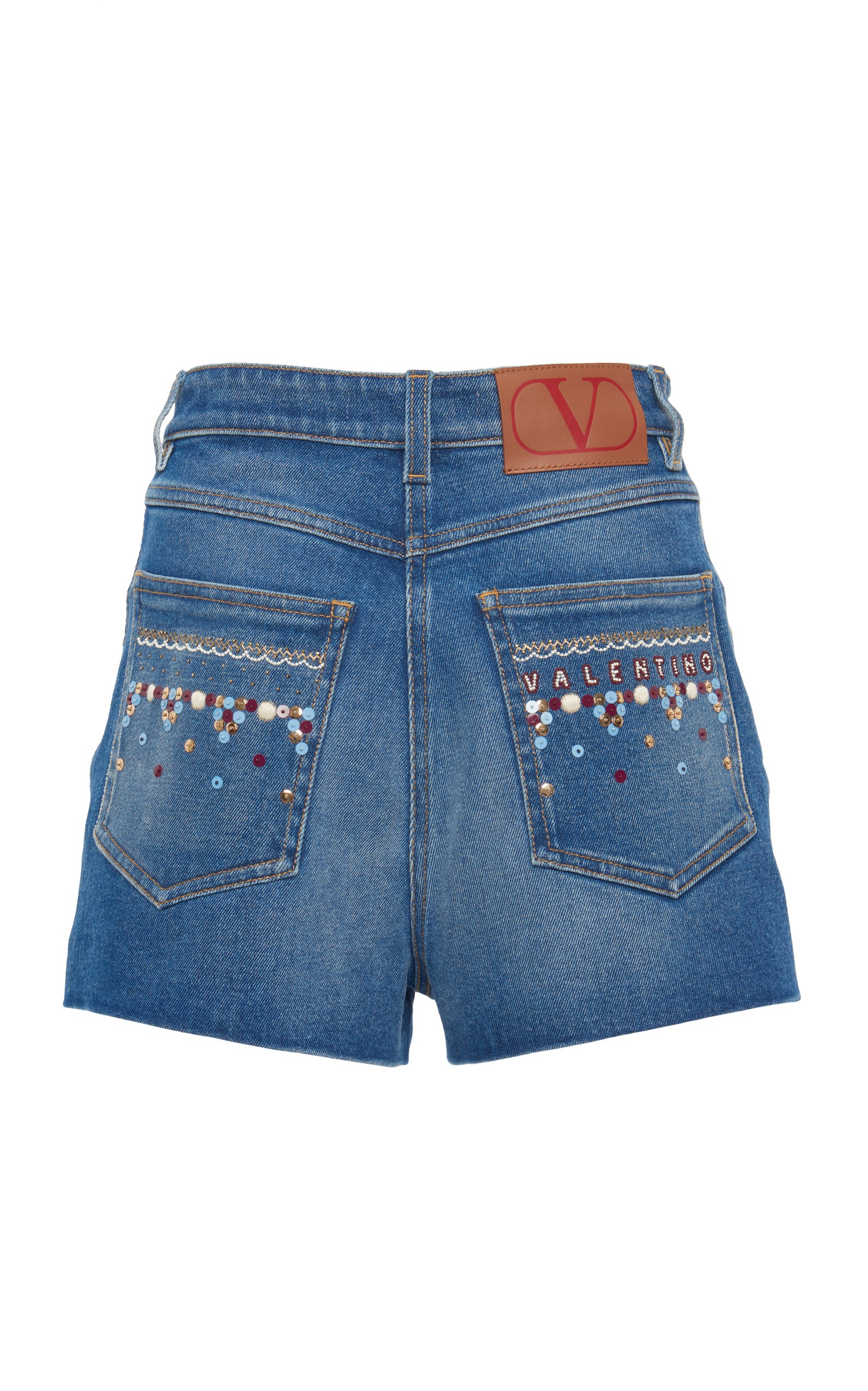 Embellished High-Rise Denim Shorts medium wash - 3