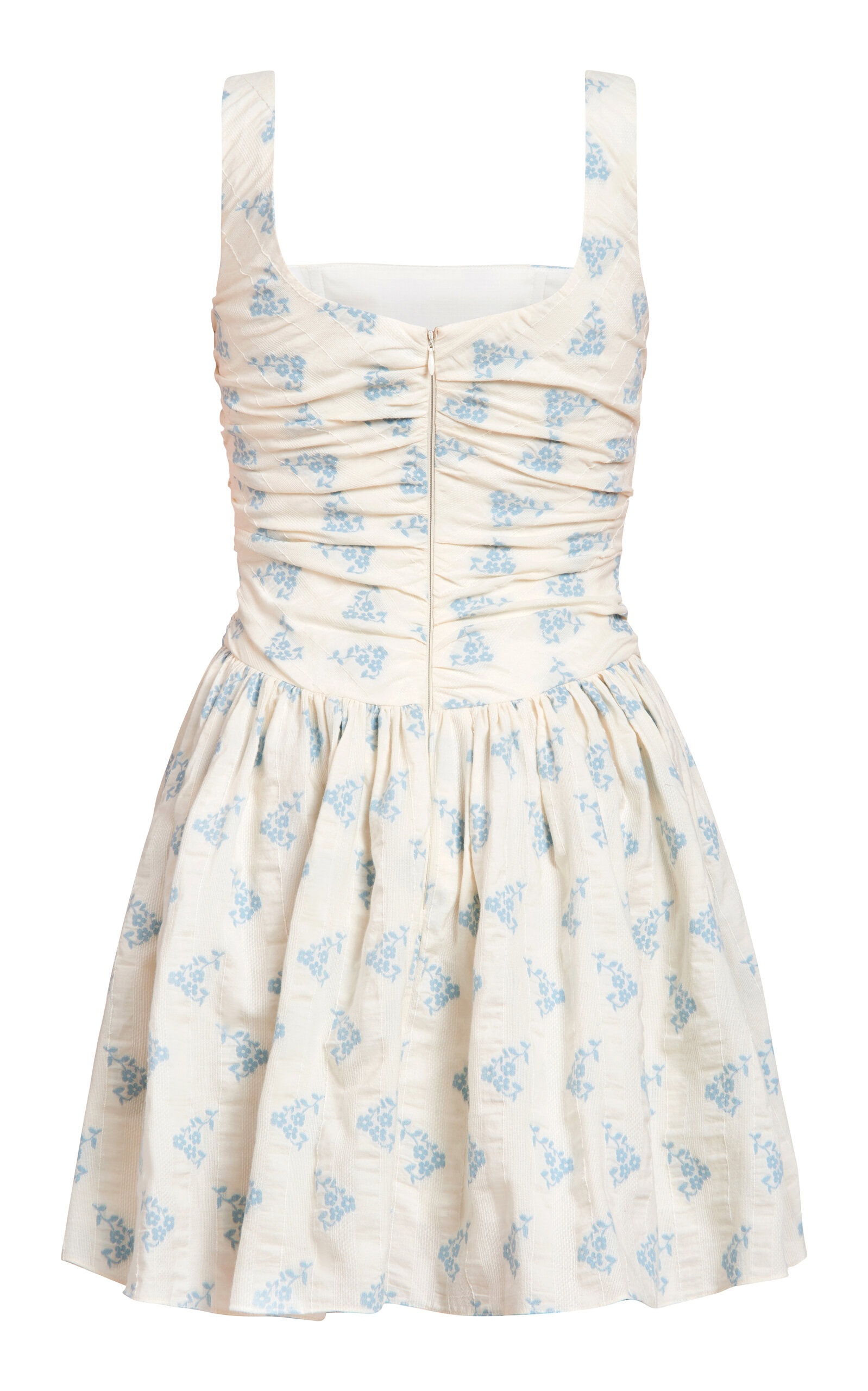 Daphne Ruched Cotton Mini Dress ivory - 5