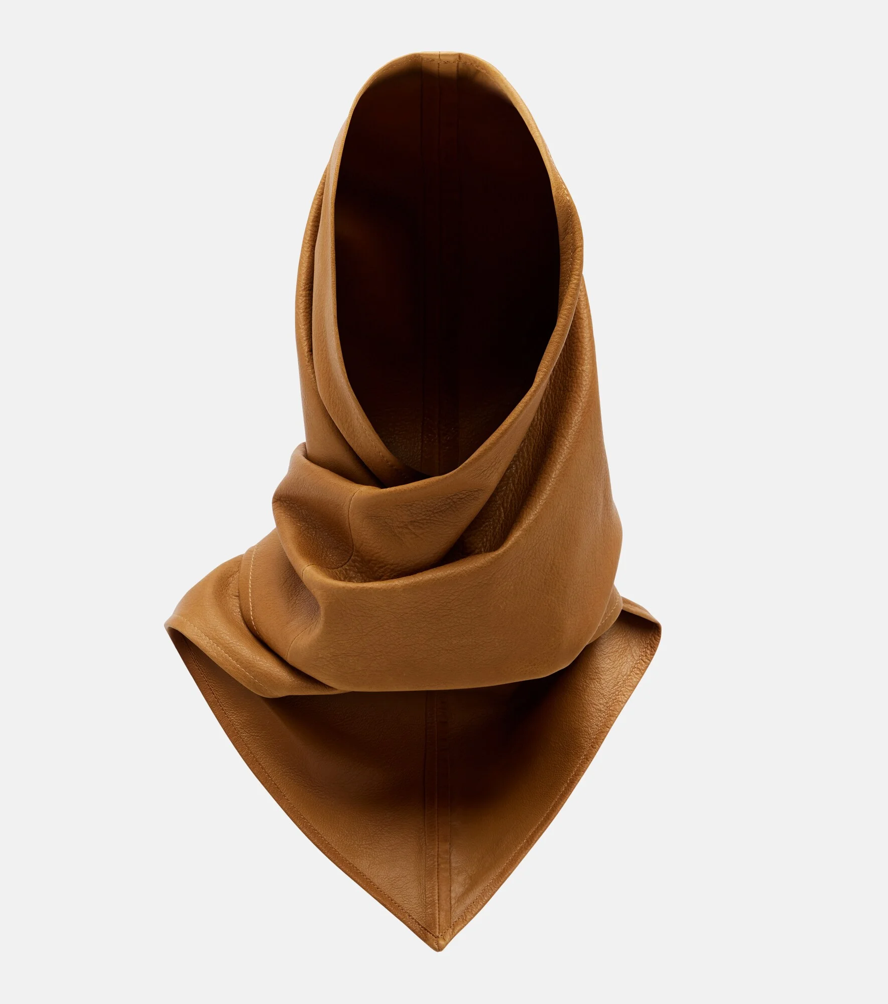 Draped leather hood - 1