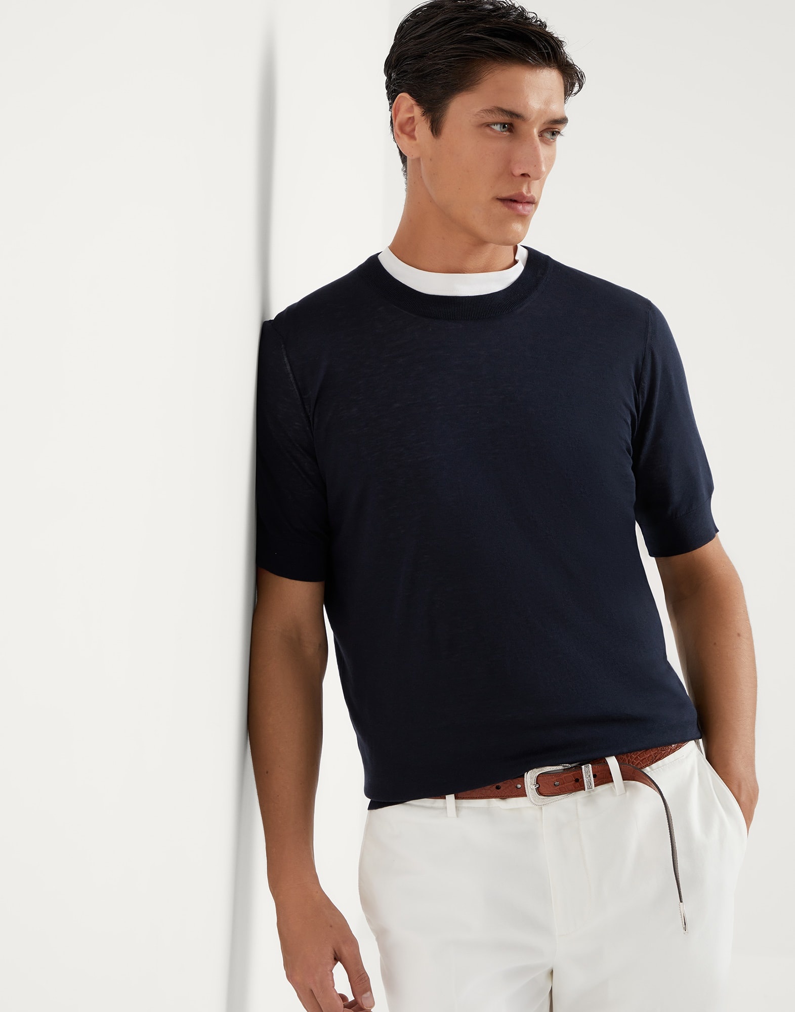 Cotton and silk lightweight knit T-shirt - 4