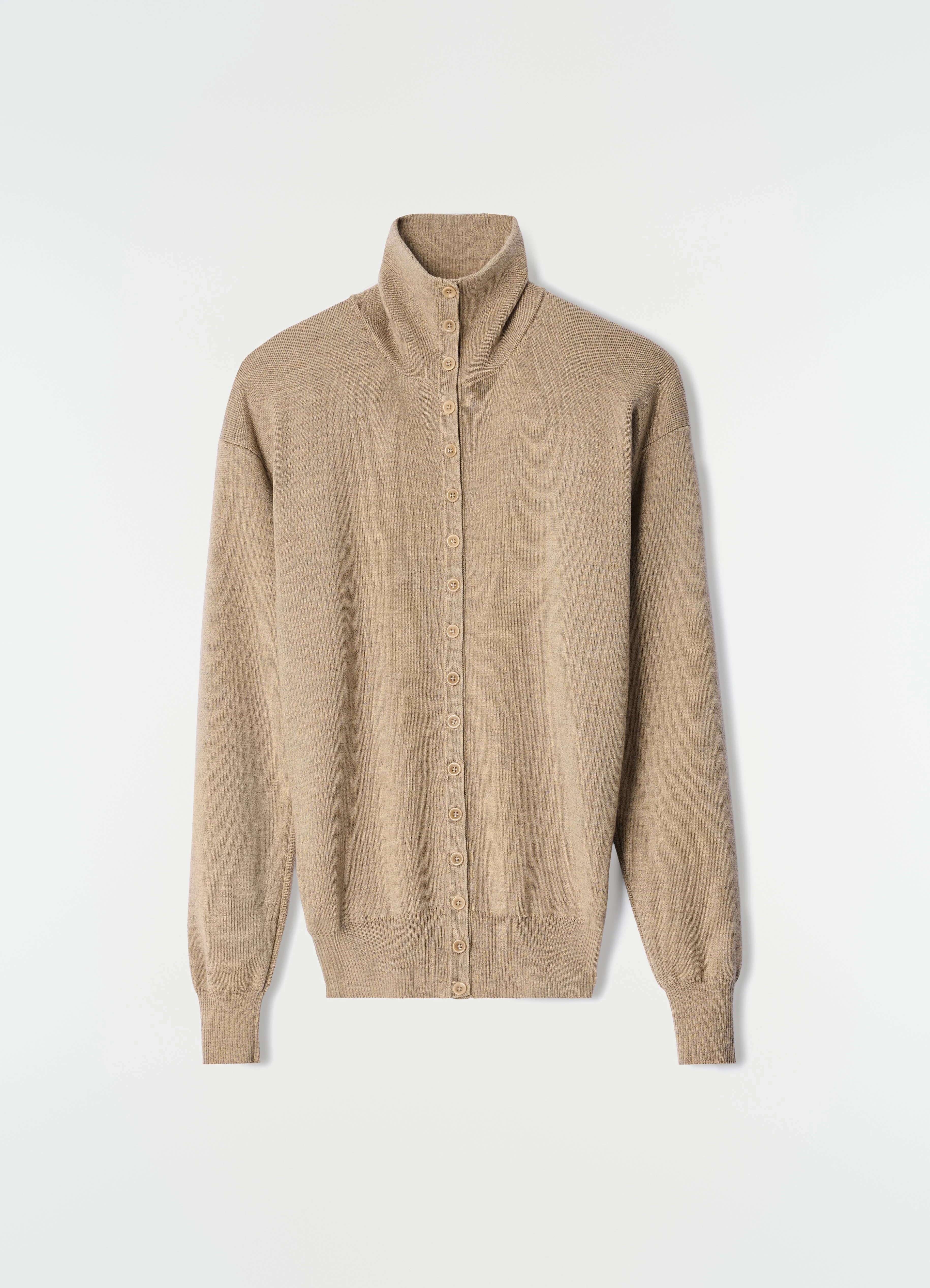 BUTTONED TOP IN FINE WOOL - 1
