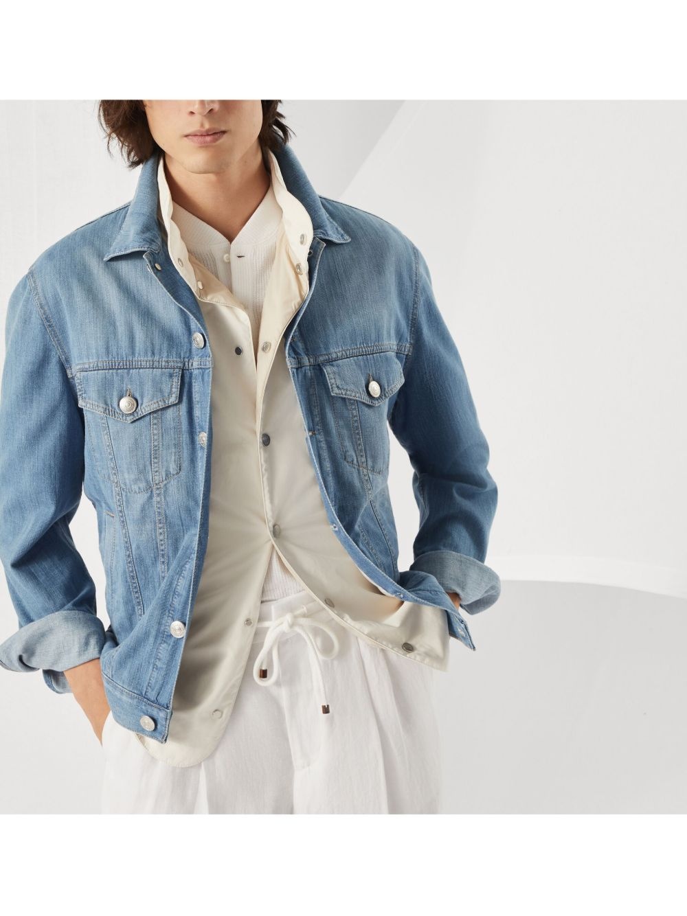button-up denim jacket - 6