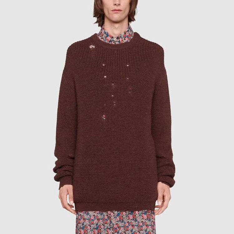 Gucci Rib Knit Wool Oversize Jumper 'Brown' 634575-XKBJ4-2028 - 2