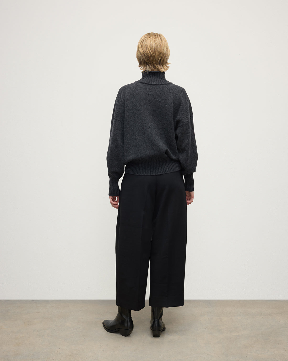 High Neck Grey Cashmere Jumper - 4