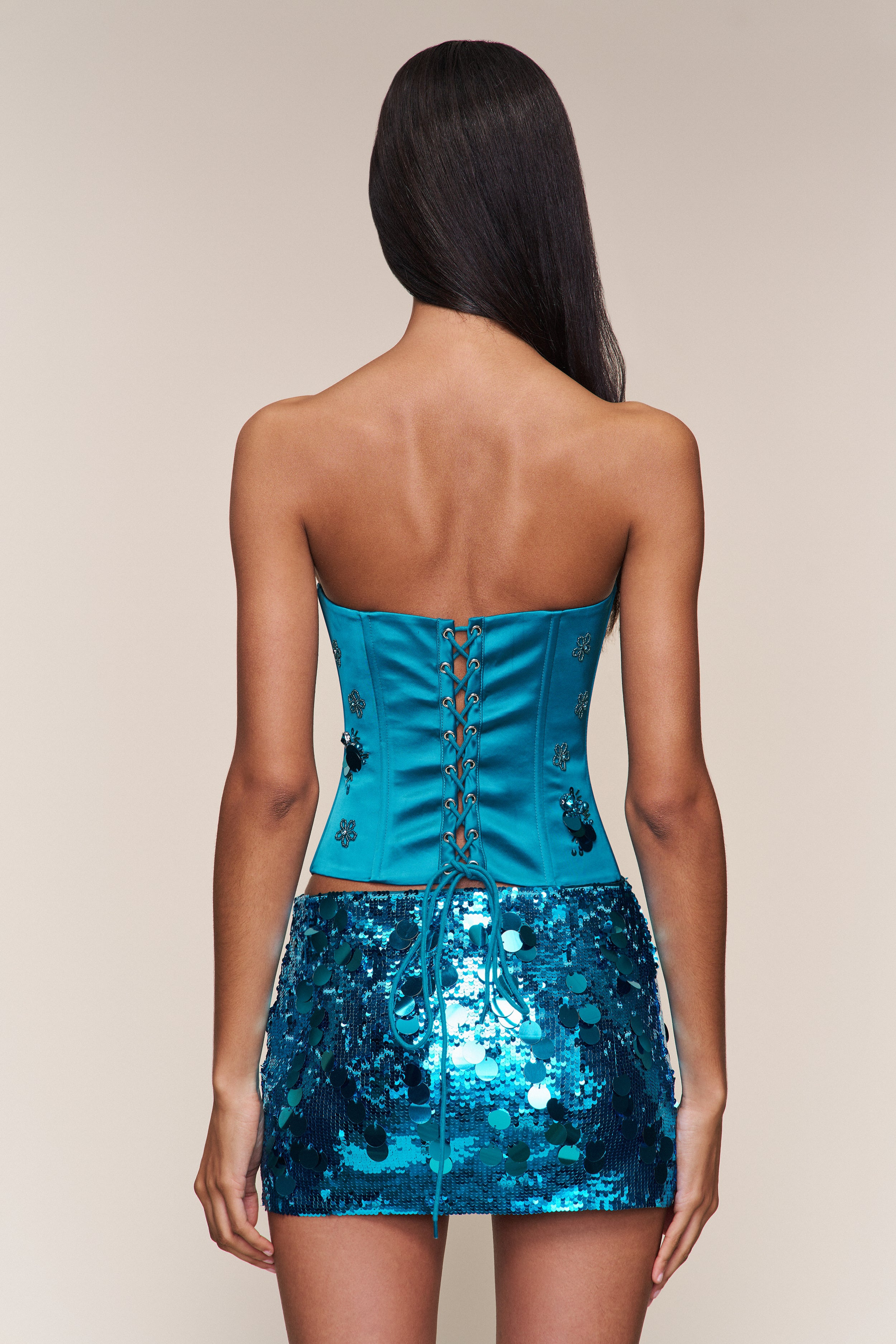 EMBELLISHED SATIN CORSET - 5