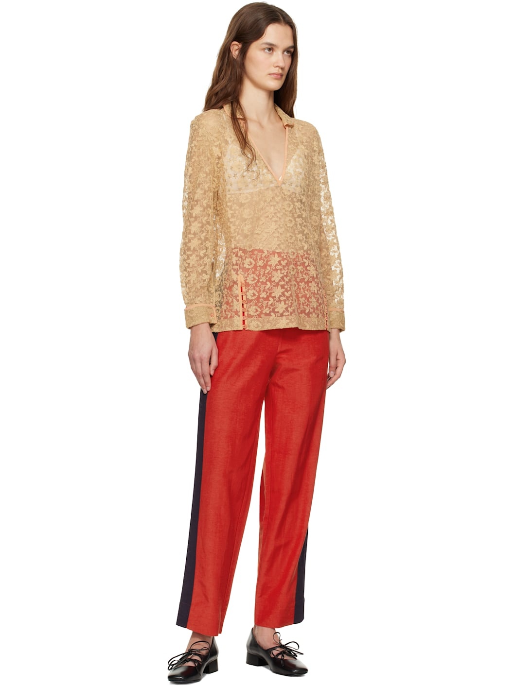 Beige Attic Lace Blouse - 4