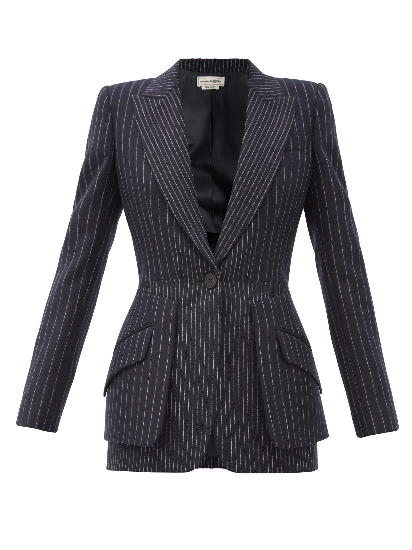 Peplum pinstriped wool jacket - 1