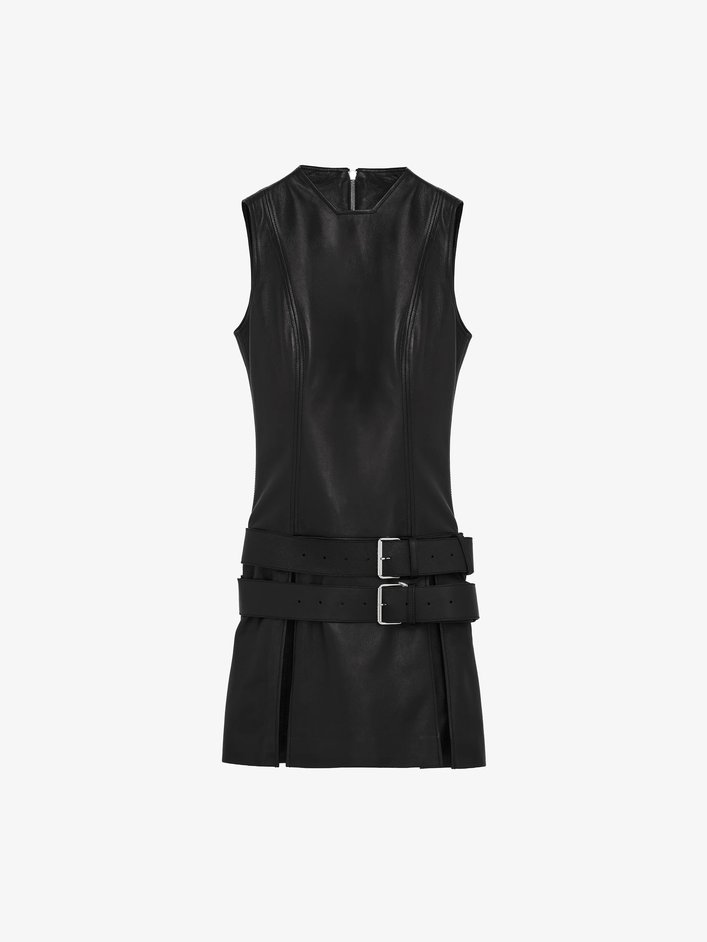 Leather Double Belt Mini Dress - 1