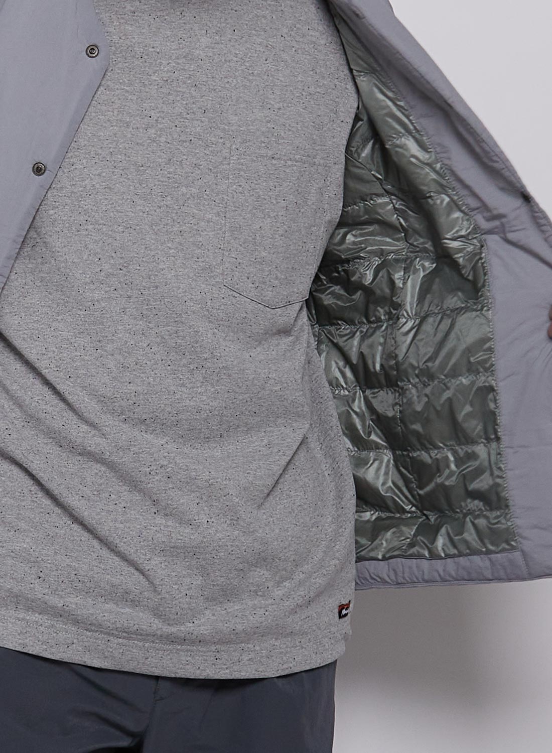 Nanga No Collar Soft Down Cardigan in Grey - 3