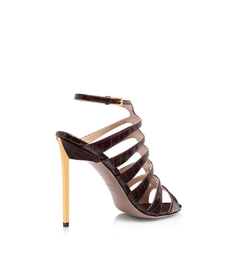 STAMPED CROCODILE LEATHER CARINE SANDAL 3