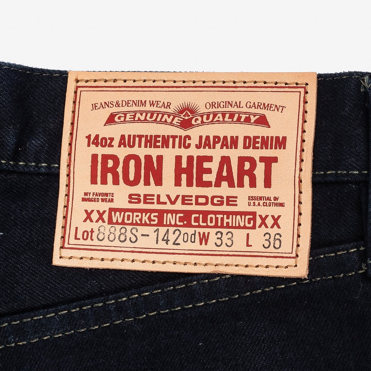 IH-888S-142OD 14oz Selvedge Denim Medium/High Rise Tapered Cut Jeans - Indigo Overdyed Black - 9