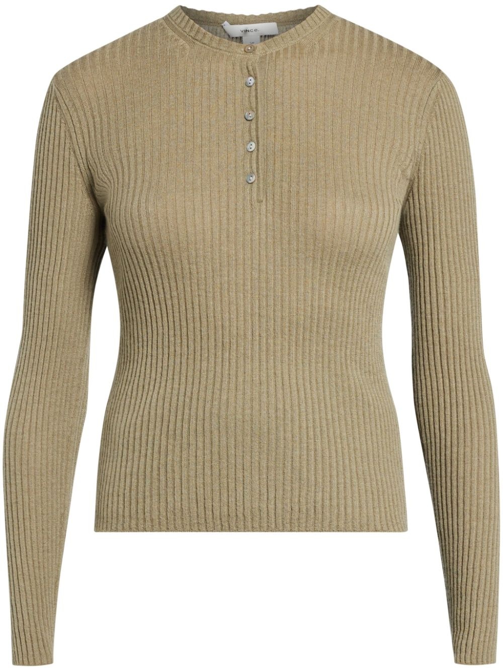 ribbed-knit button-placket jumper - 1