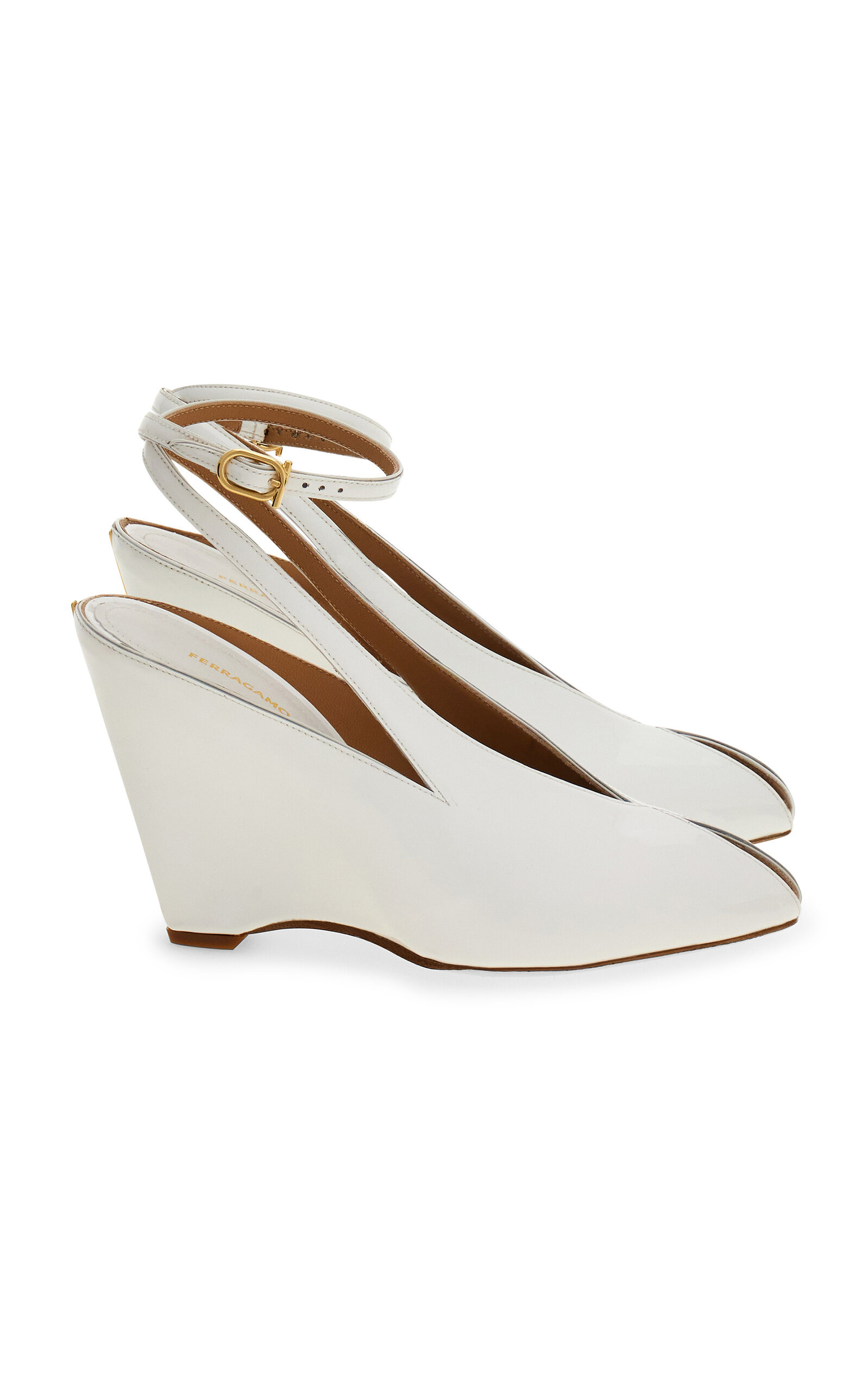 Arcadia Leather Wedge Pumps white - 7