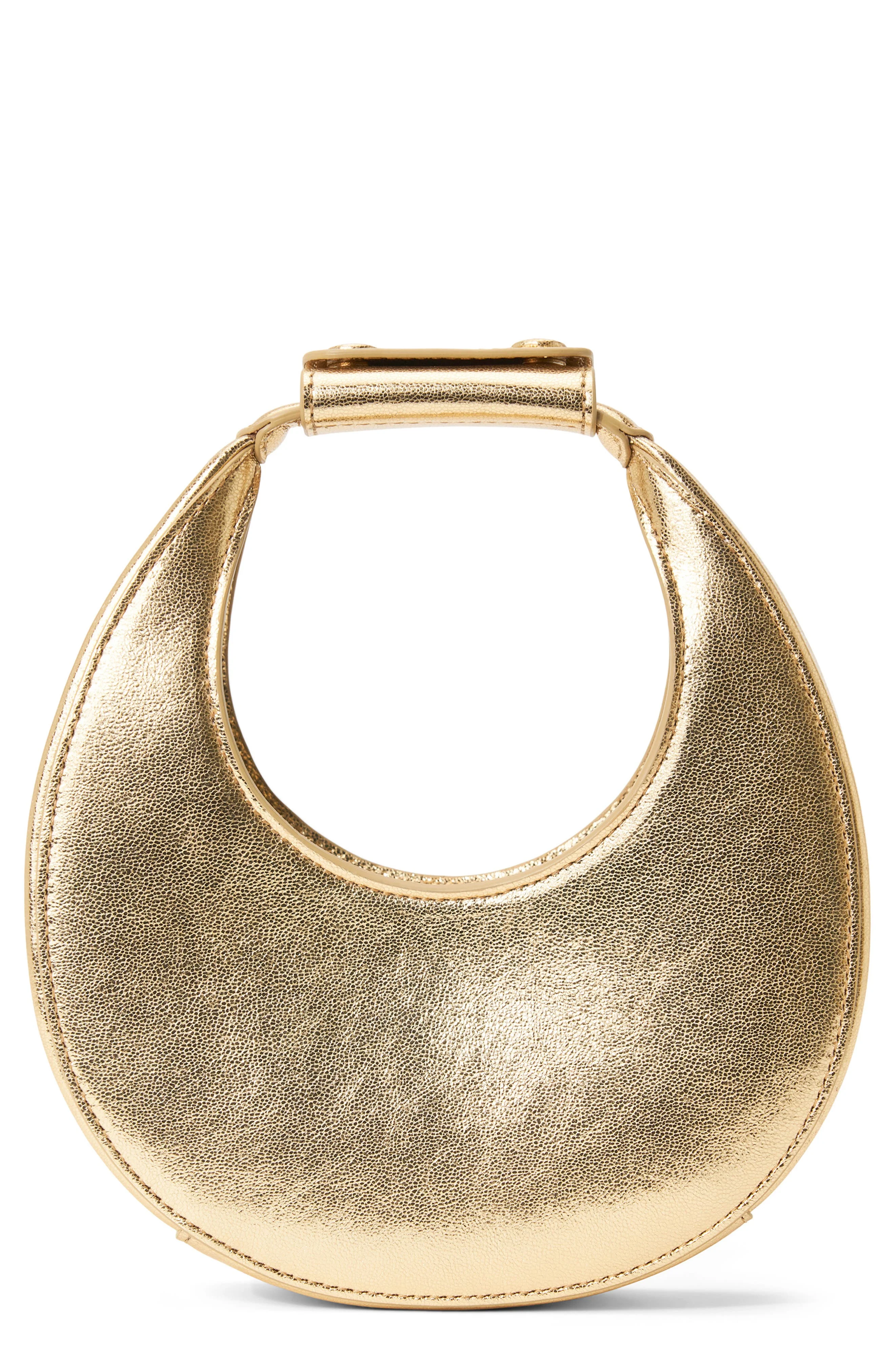 STAUD Good Night Metallic Leather Top Handle Moon Bag in Gold at Nordstrom - 1