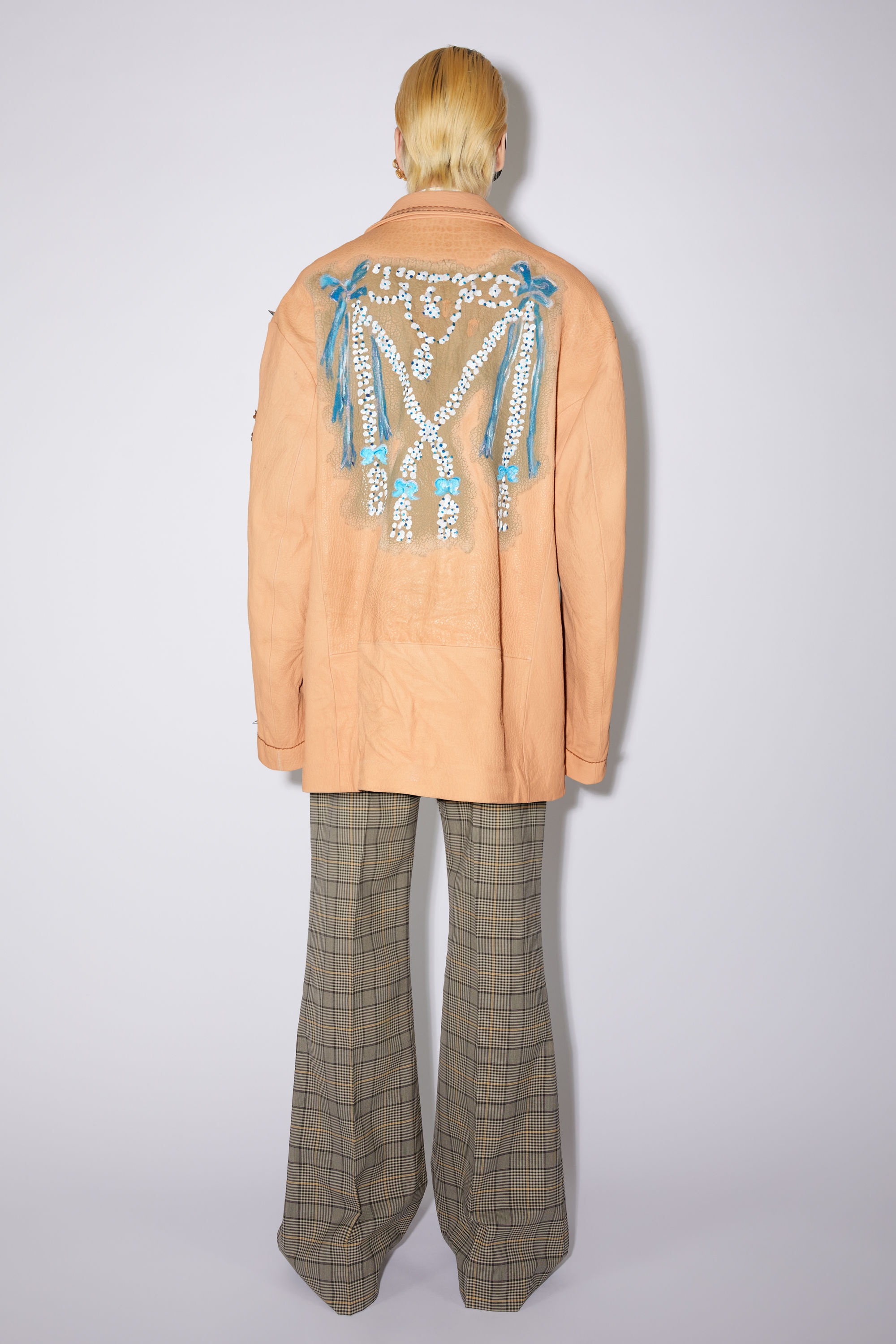 Printed leather jacket - Ecru beige - 3