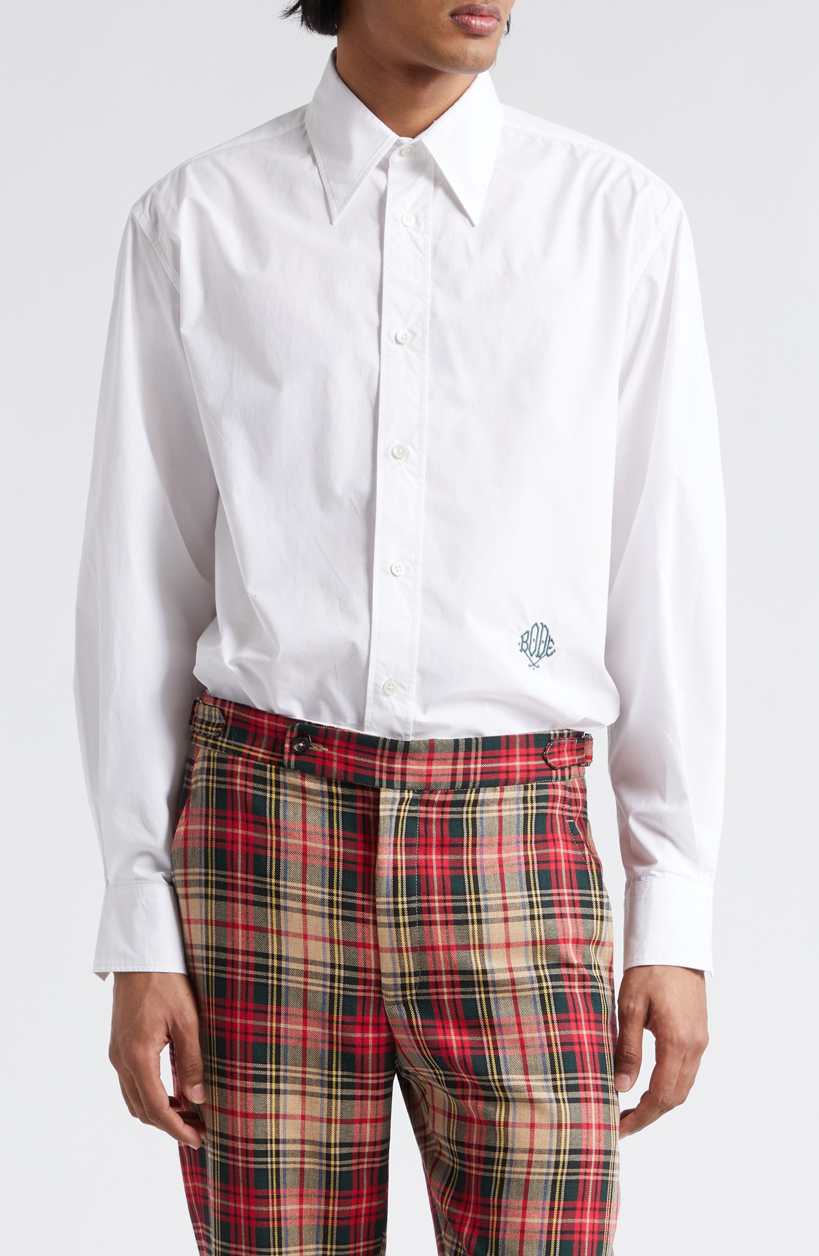 Monogrammed Cotton Poplin Button-Up Shirt - 1