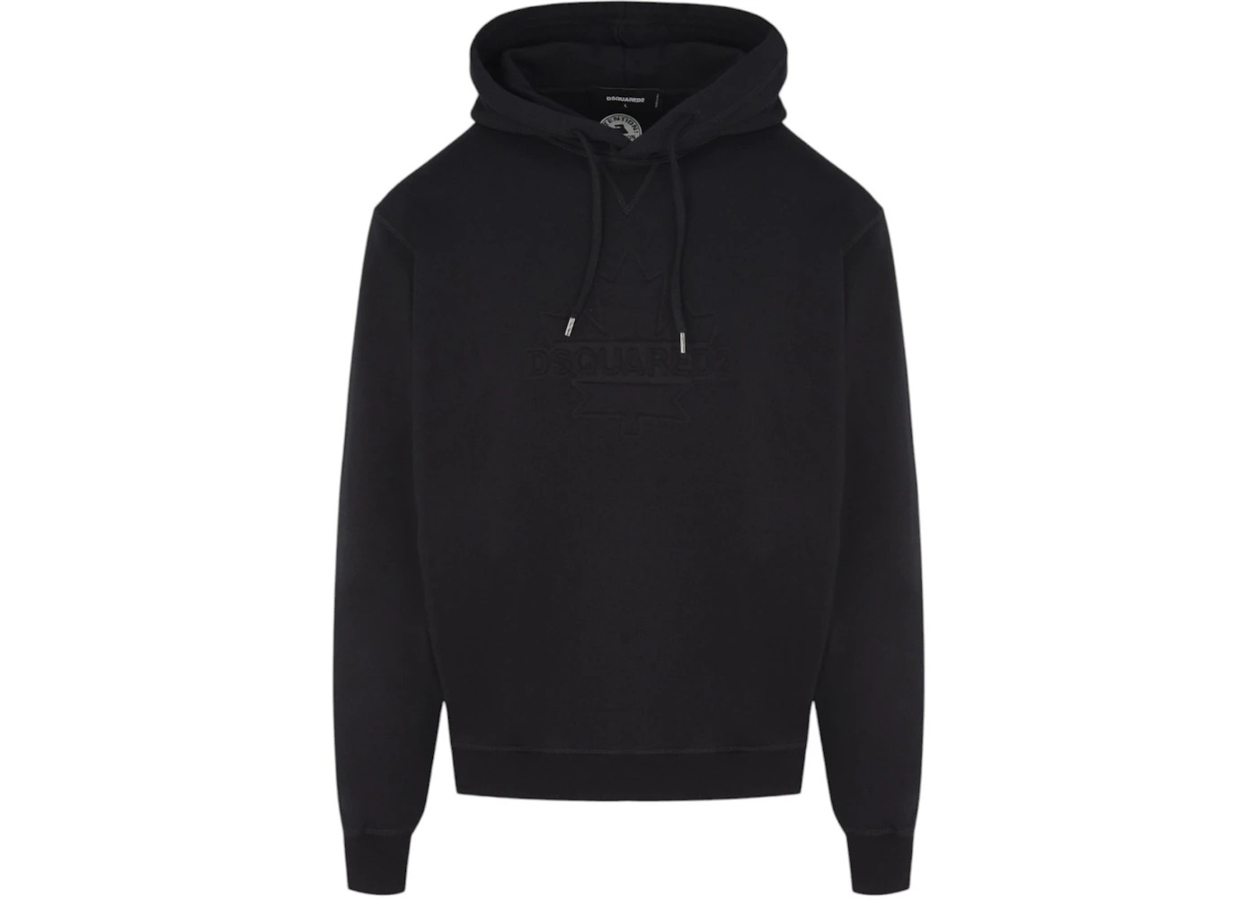 Dsquared2 Cool Fit Embossed Maple Leaf Logo Hoodie Black - 1
