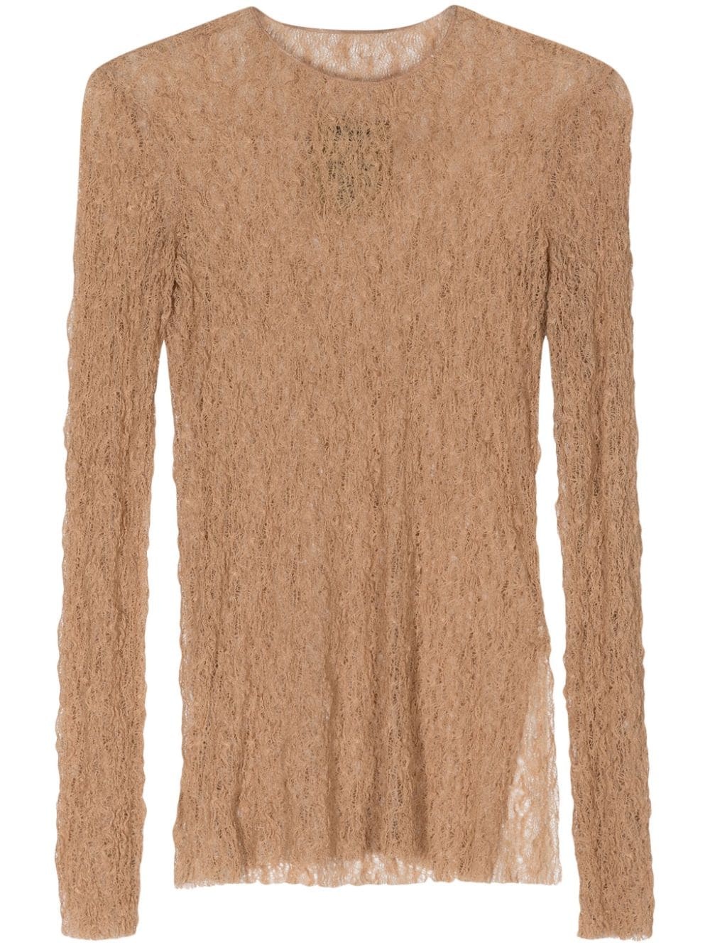 side-slits open-knit blouse - 1