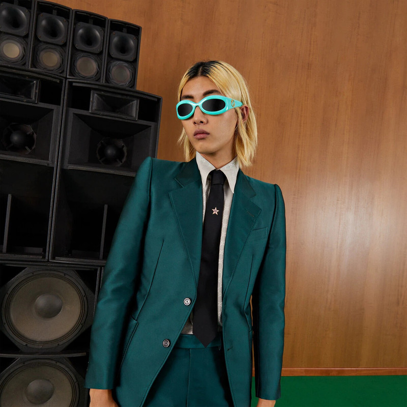 Silk tie with Interlocking G star 3