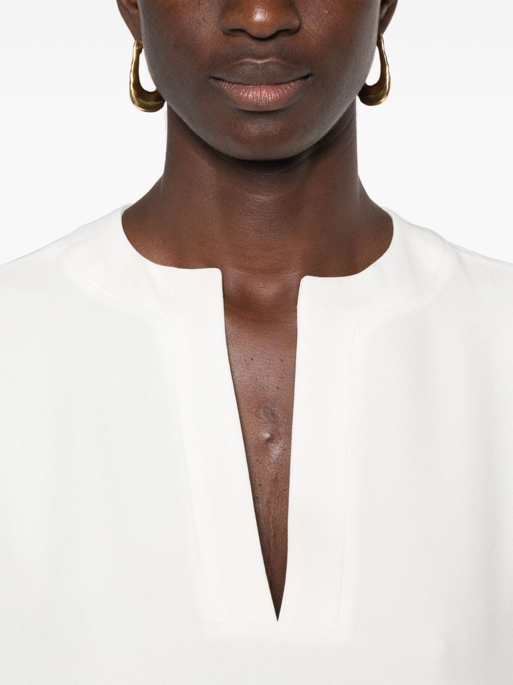 V logo-plaque silk tunic - 5