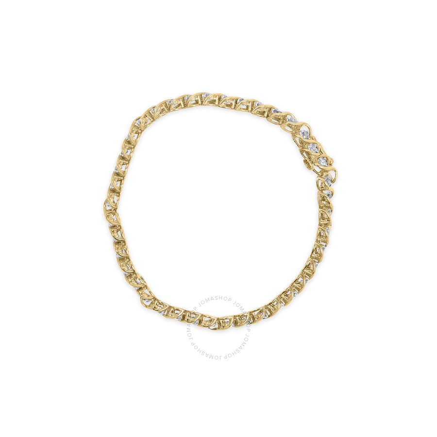 Haus Of Brilliance - Haus of Brilliance 10K Yellow Gold 3 cttw Round-Cut Diamond Spiral Link 7.50" Bracelet (I-J Color, I - 3